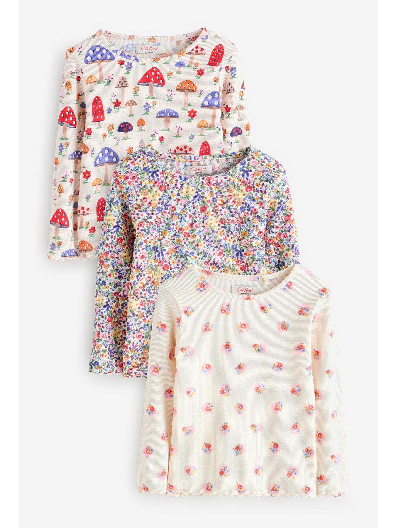 undefined Navy Floral Long Sleeve Ribbed T-shirts