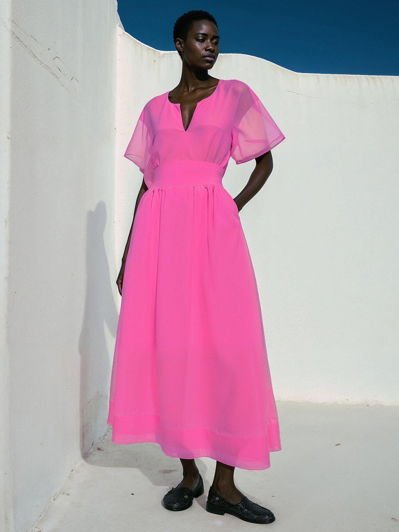 undefined Spirited Fit  &  Flare Midaxi Dress - Pink