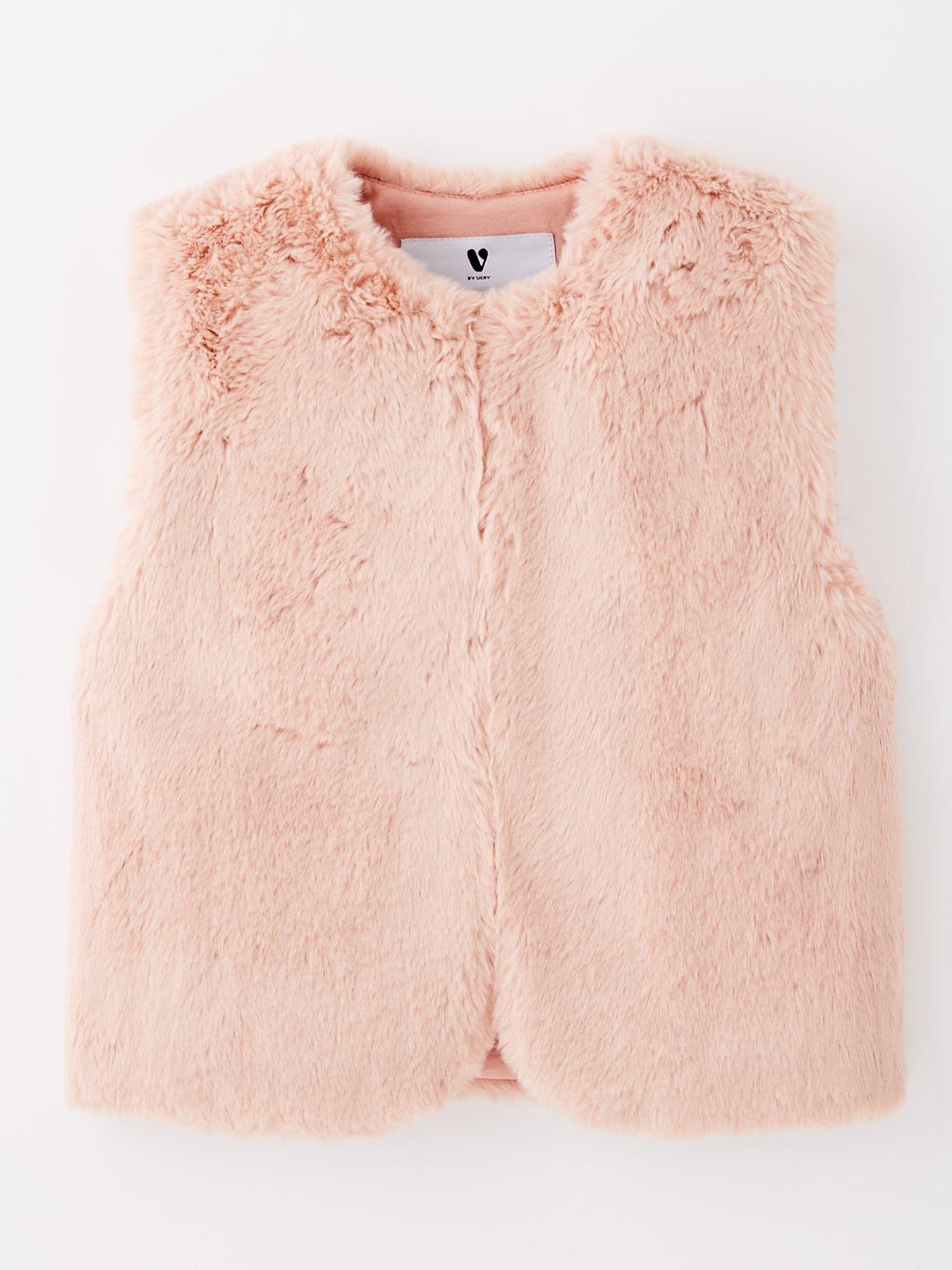 V by Very: Girls Faux Fur Gilet - Pink