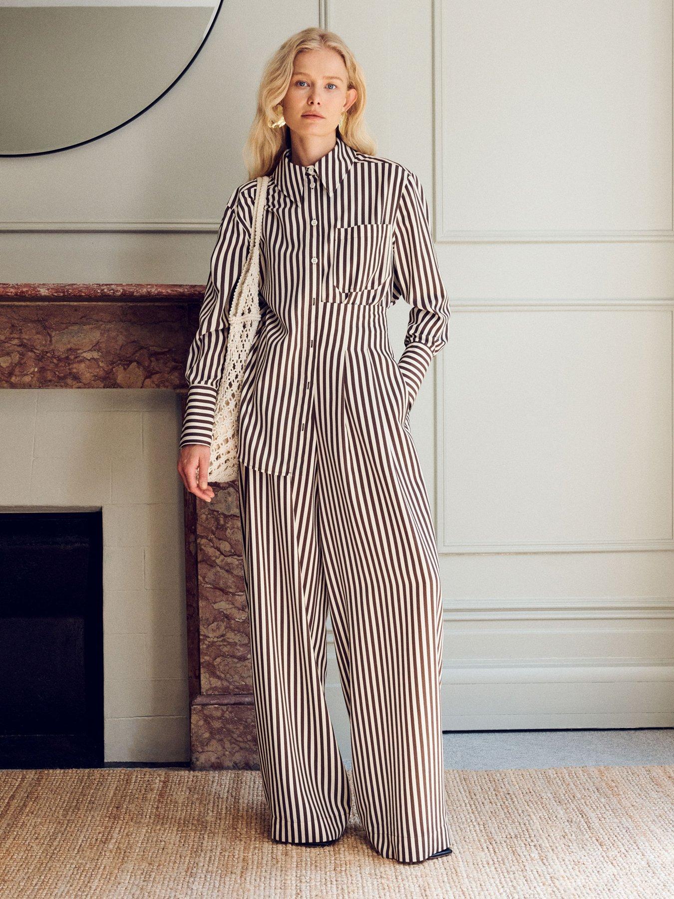 Image 1 of 5 of Vi.ve.re Lois Stripe Easy Shirt - Brown