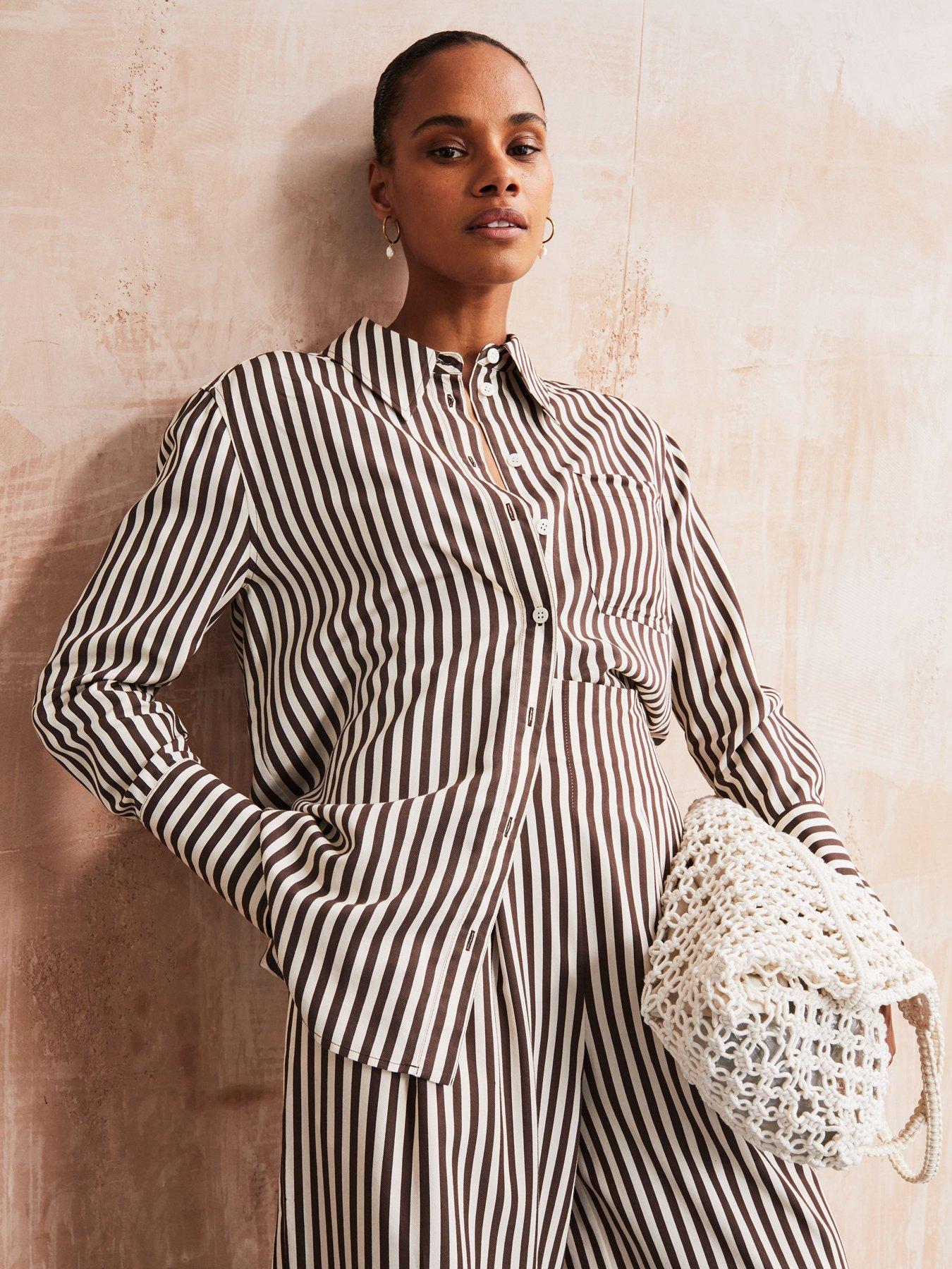 Image 2 of 5 of Vi.ve.re Lois Stripe Easy Shirt - Brown