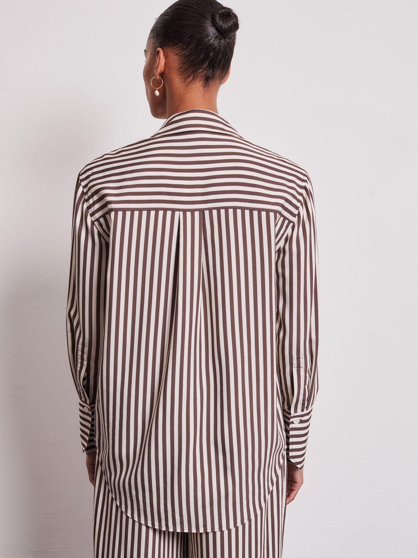 Image 3 of 5 of Vi.ve.re Lois Stripe Easy Shirt - Brown