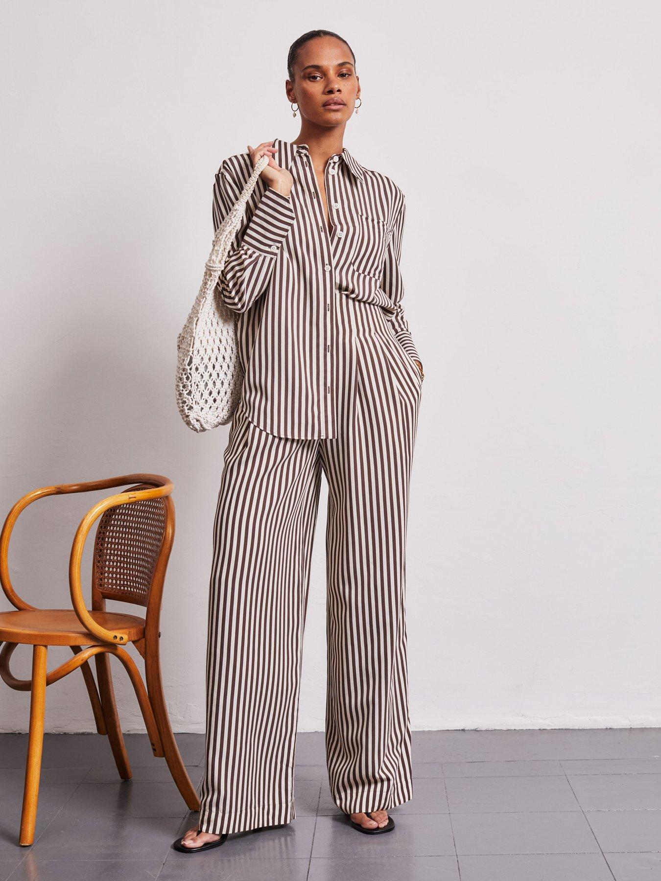 Image 4 of 5 of Vi.ve.re Lois Stripe Easy Shirt - Brown