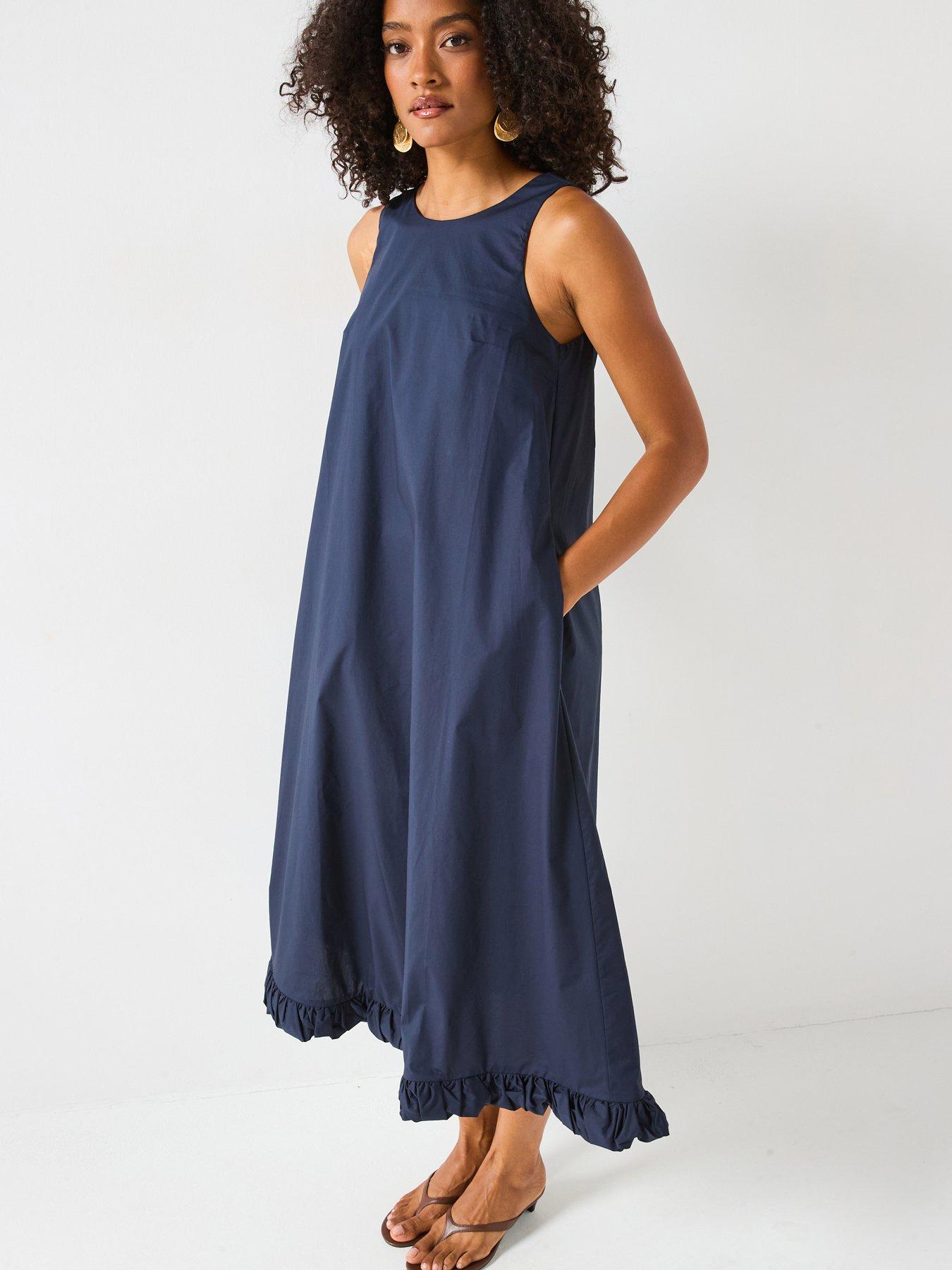 undefined Flared Midi Dress- Polar Night