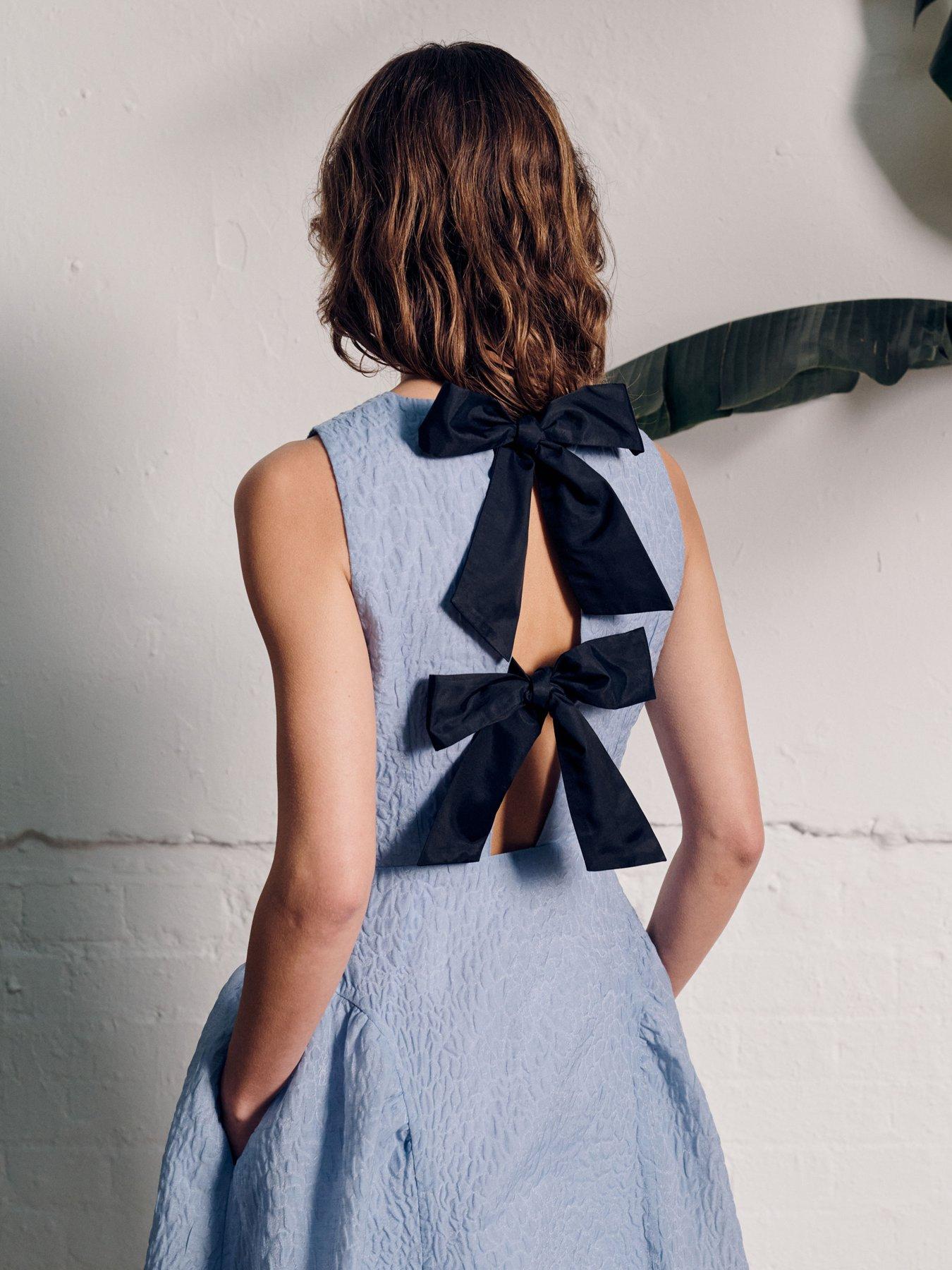Image 4 of 4 of Vi.ve.re Pippa Occasion Bow Back Dress - Light Blue
