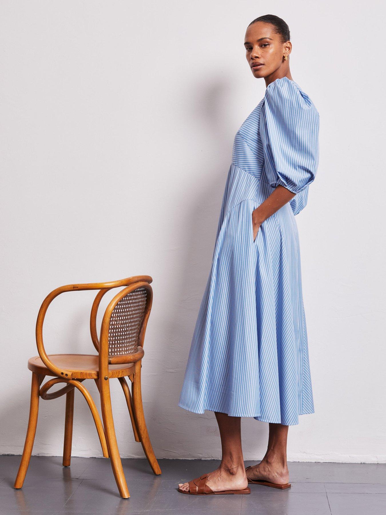 Image 2 of 4 of Vivere Mila Full Sleeve Stripe Dress - Blue