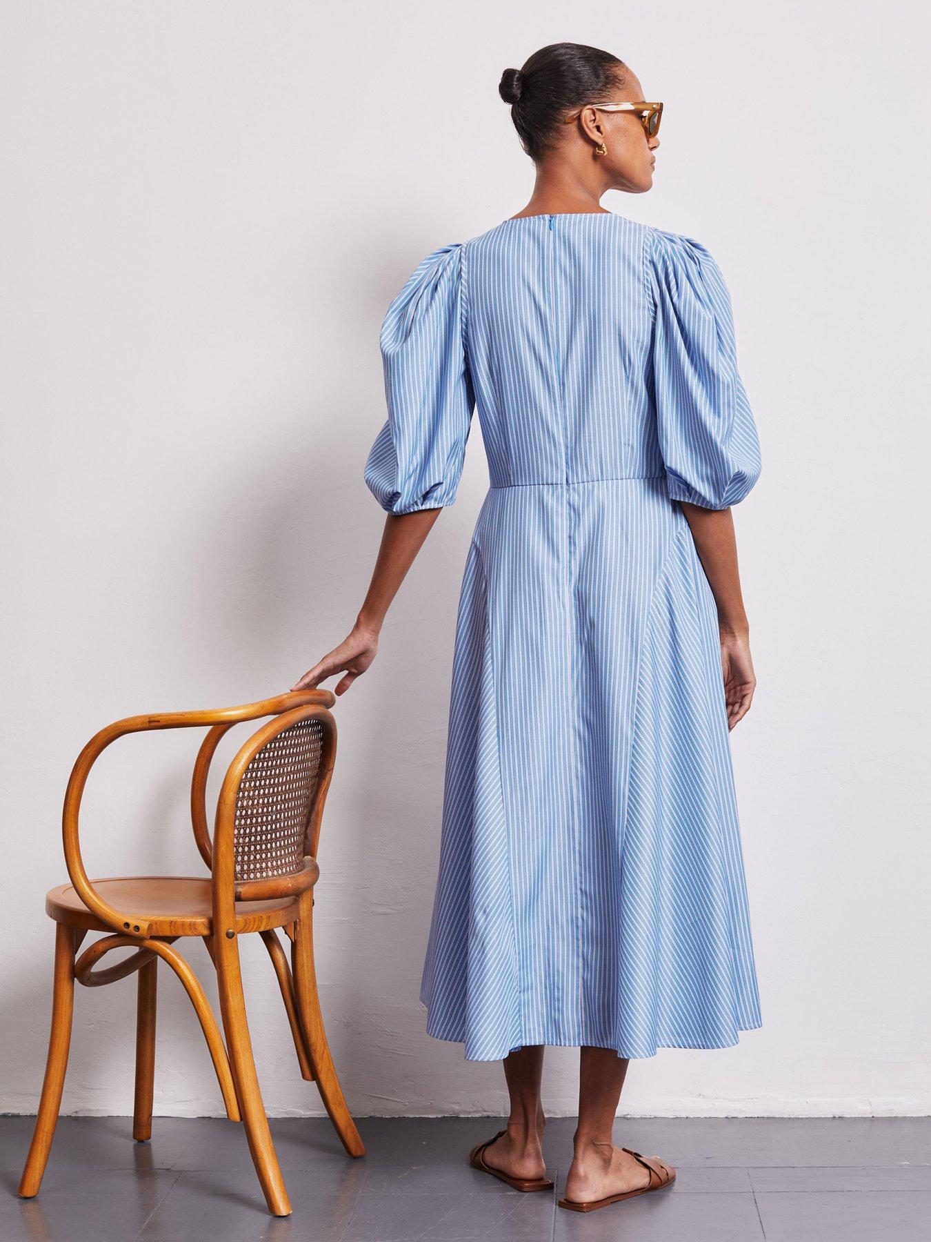 Image 3 of 4 of Vivere Mila Full Sleeve Stripe Dress - Blue