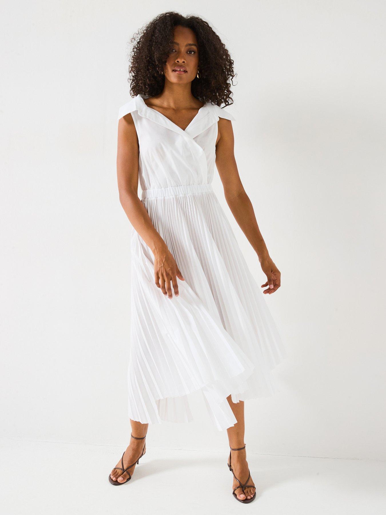 undefined Pleated Dress-off White