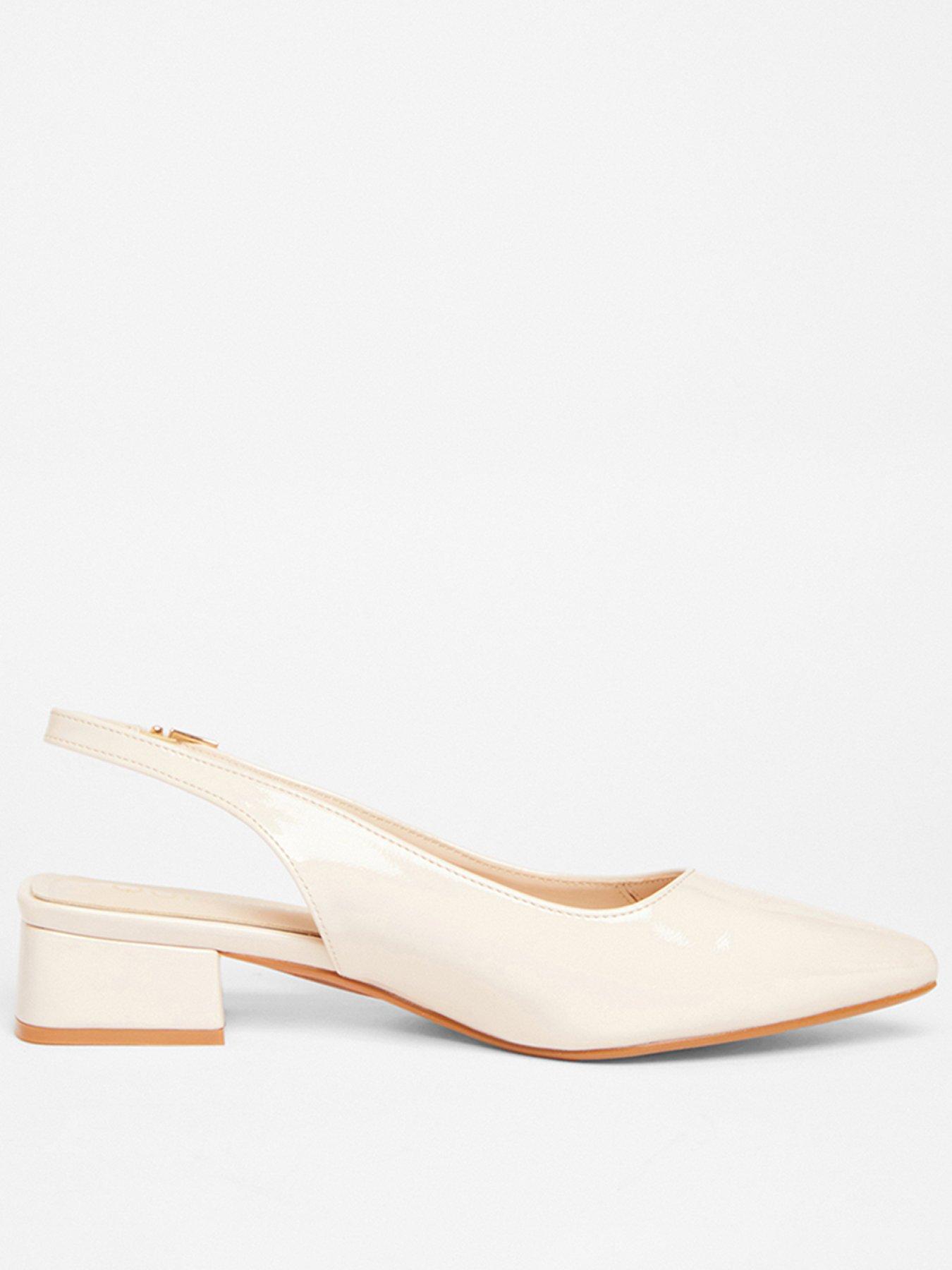 Image 1 of 5 of Quiz Wide Fit Nude Faux Leather Pumps