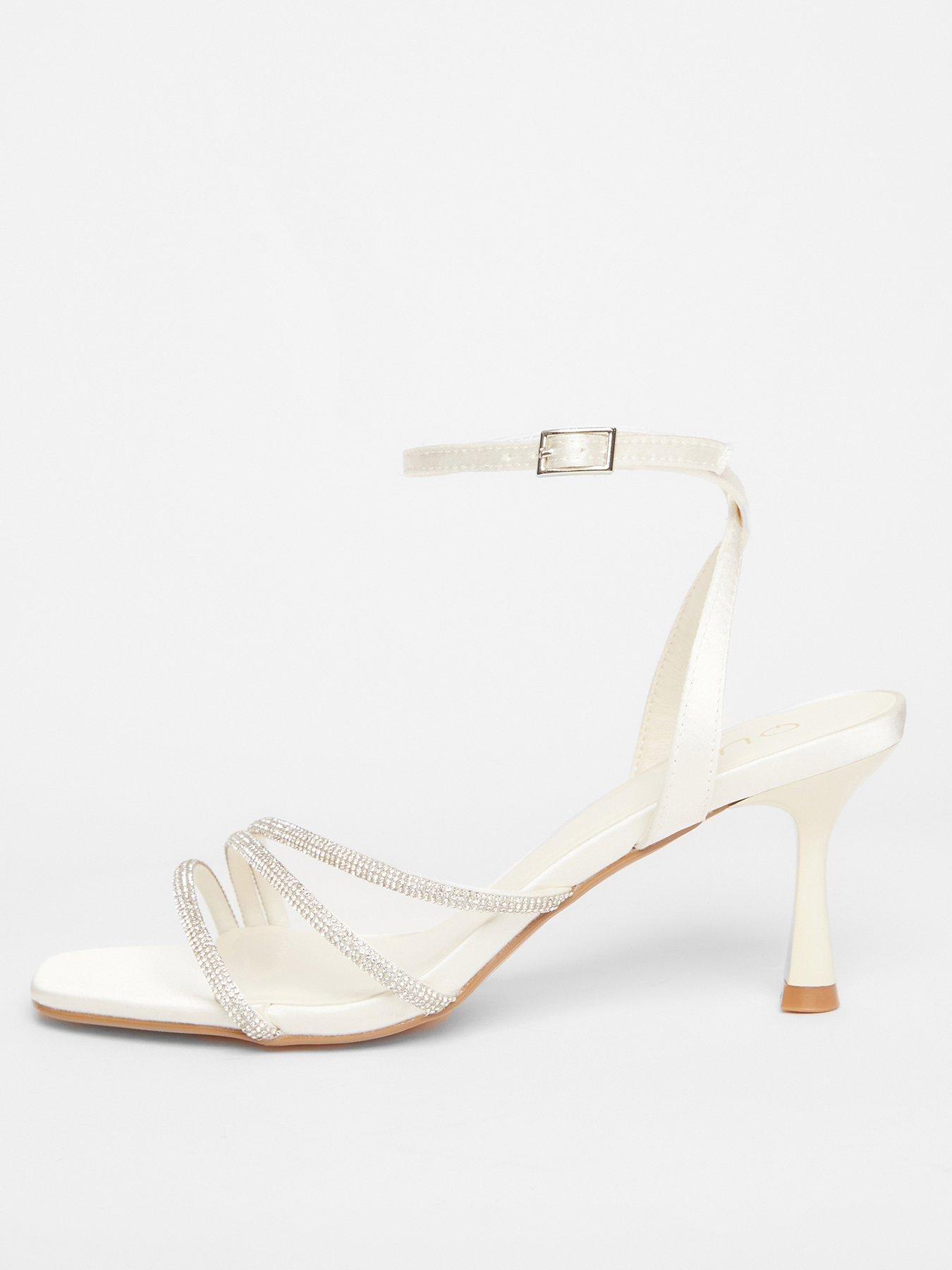 undefined Bridal White Satin Embellished Heels