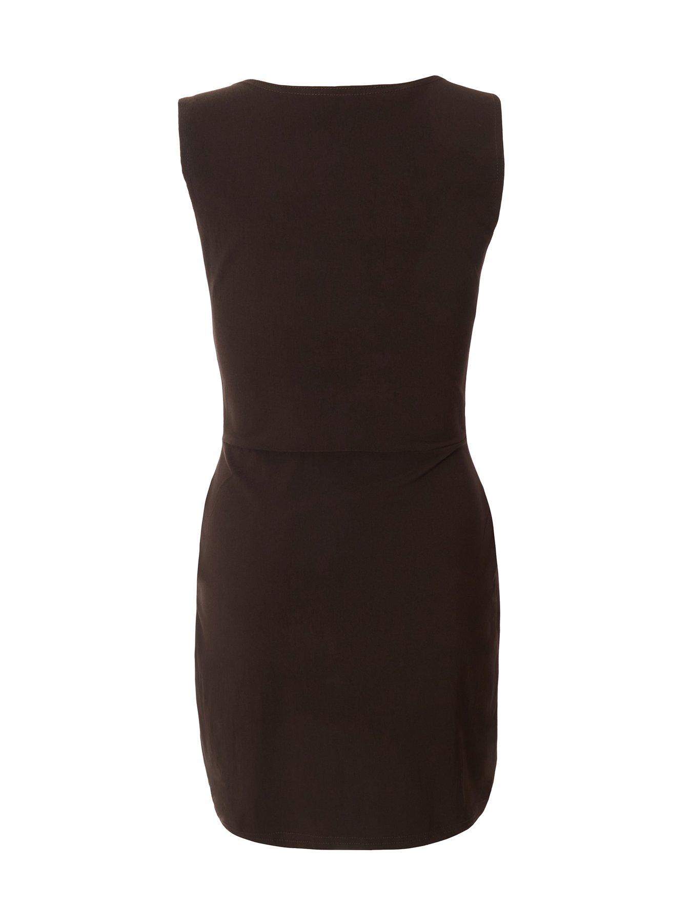 Image 5 of 6 of Quiz Brown Square Neck Mini Dress