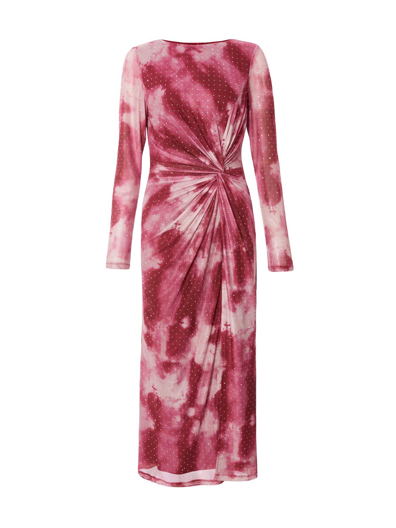 Image 4 of 6 of Quiz Dark Pink Marble Print Midaxi Dress