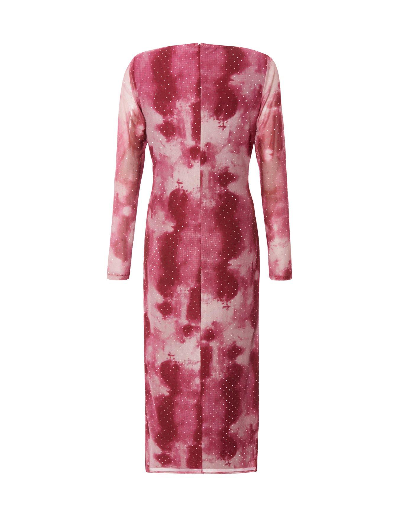 Image 5 of 6 of Quiz Dark Pink Marble Print Midaxi Dress