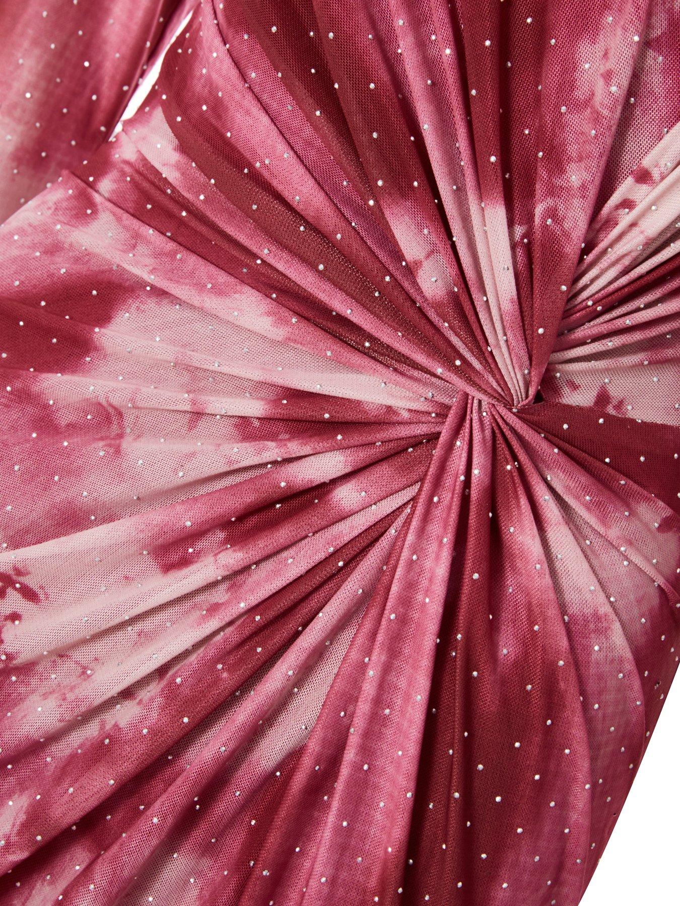Image 6 of 6 of Quiz Dark Pink Marble Print Midaxi Dress