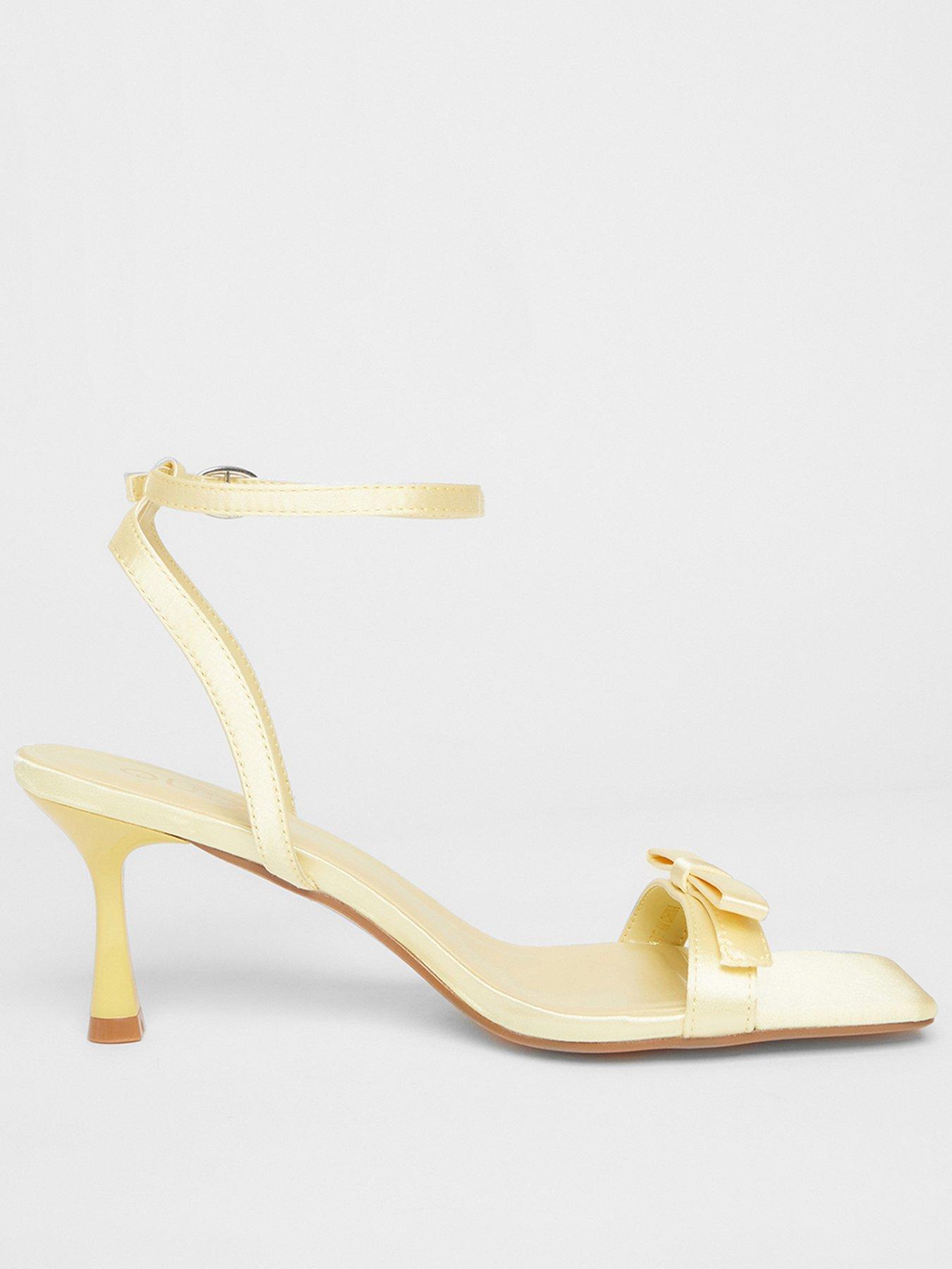undefined Yellow Satin Bow Heels