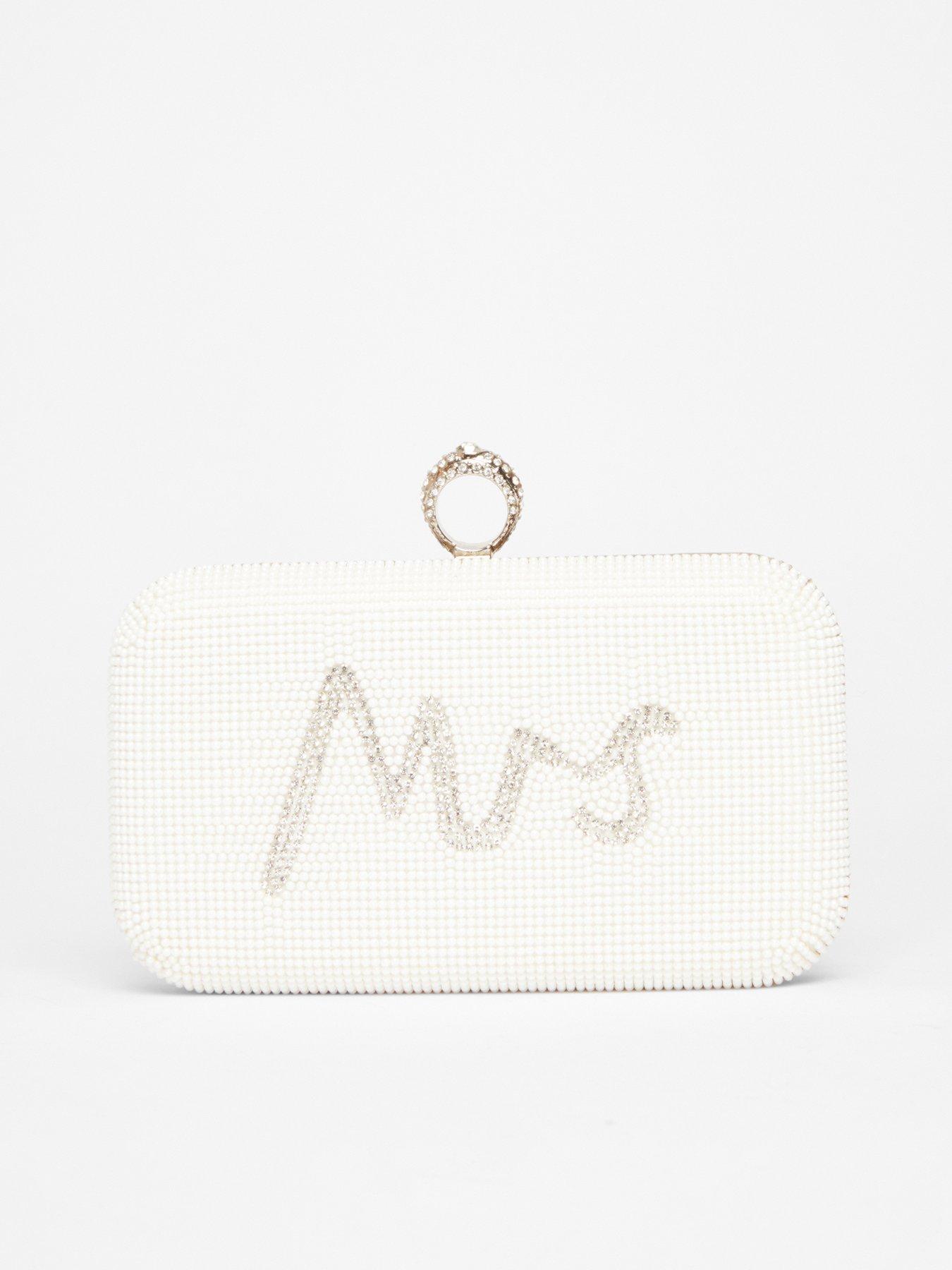 undefined White Bridal Diamante Ring Box Bag