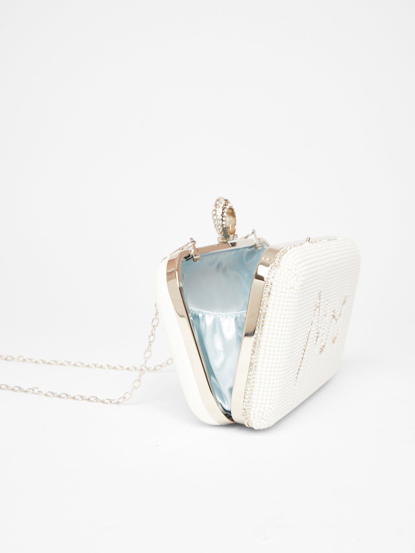 Image 4 of 4 of Quiz White Bridal Diamante Ring Box Bag