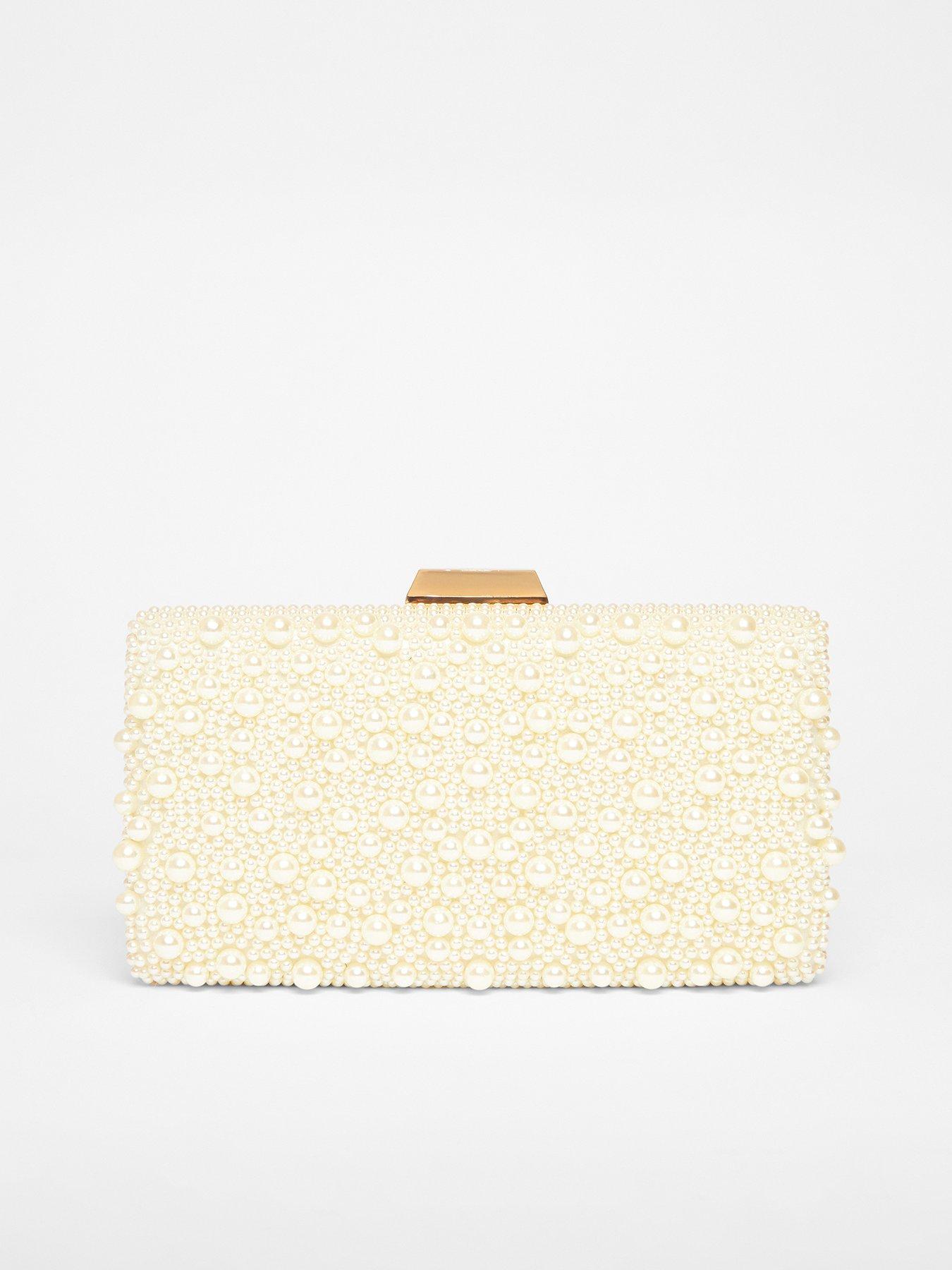 undefined White Bridal Pearl Box Bag