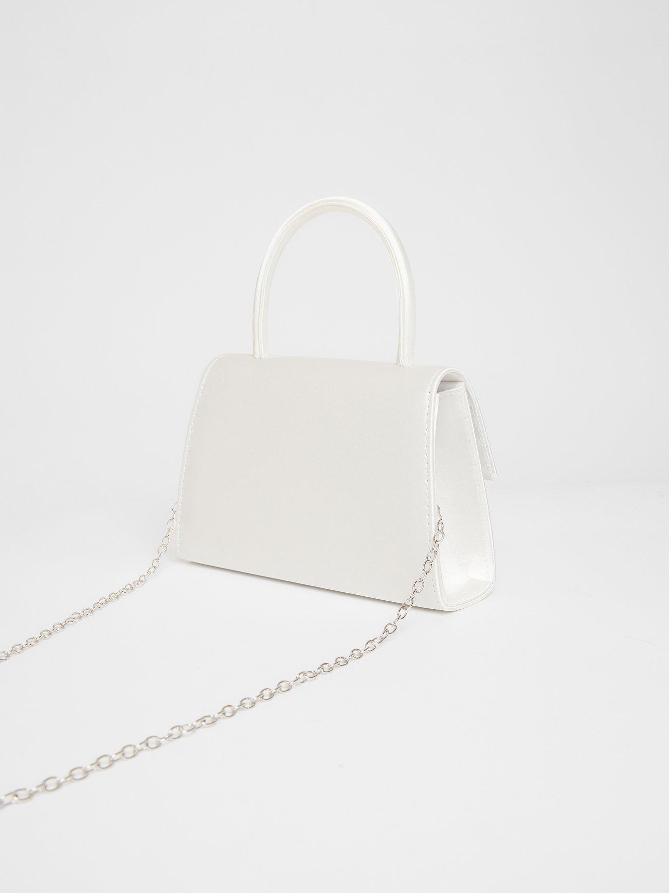 Quiz White Bridal Satin Top Handle Bag | Very