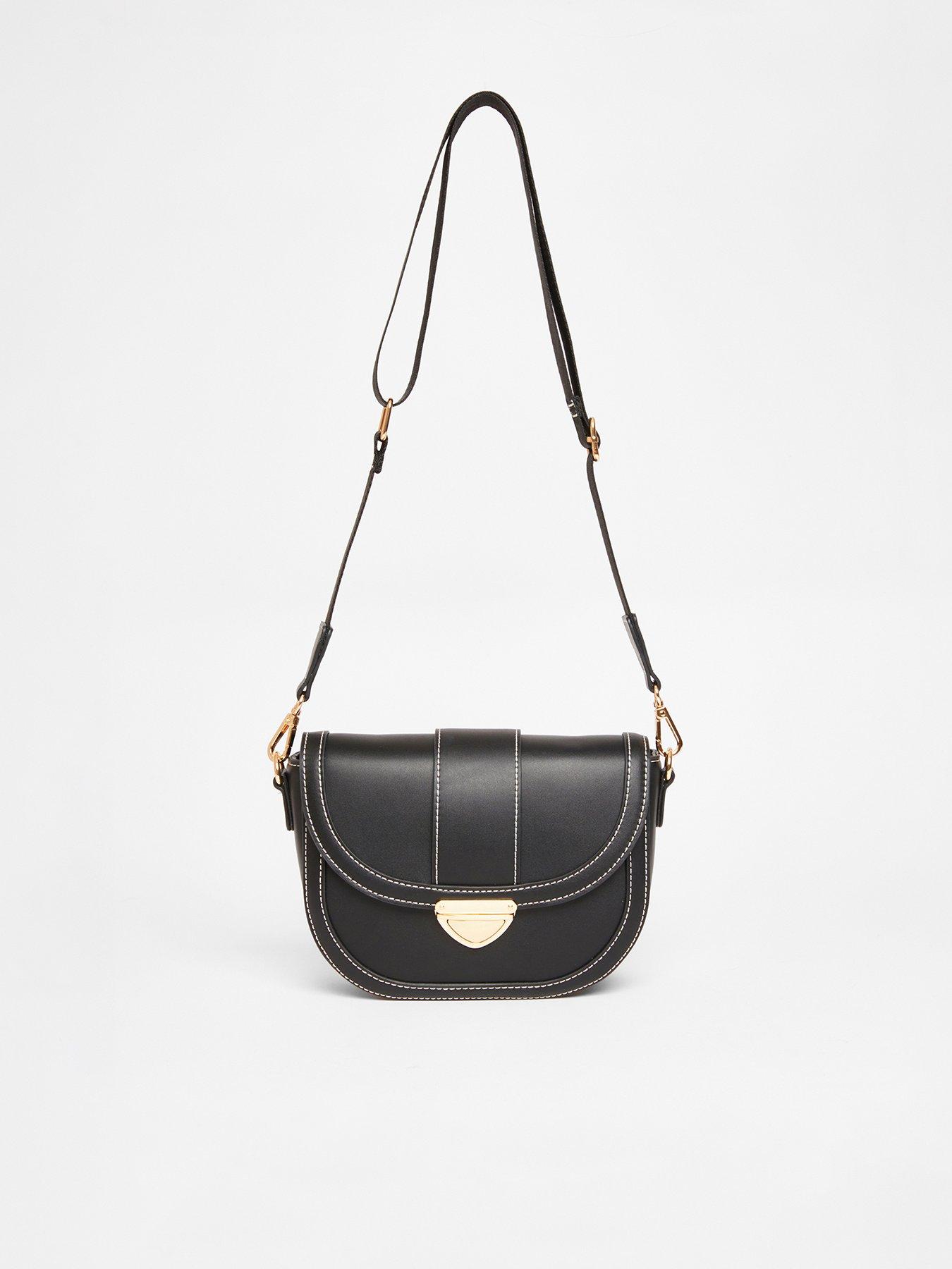 undefined Black Contrast Stitch Cross Body Bag