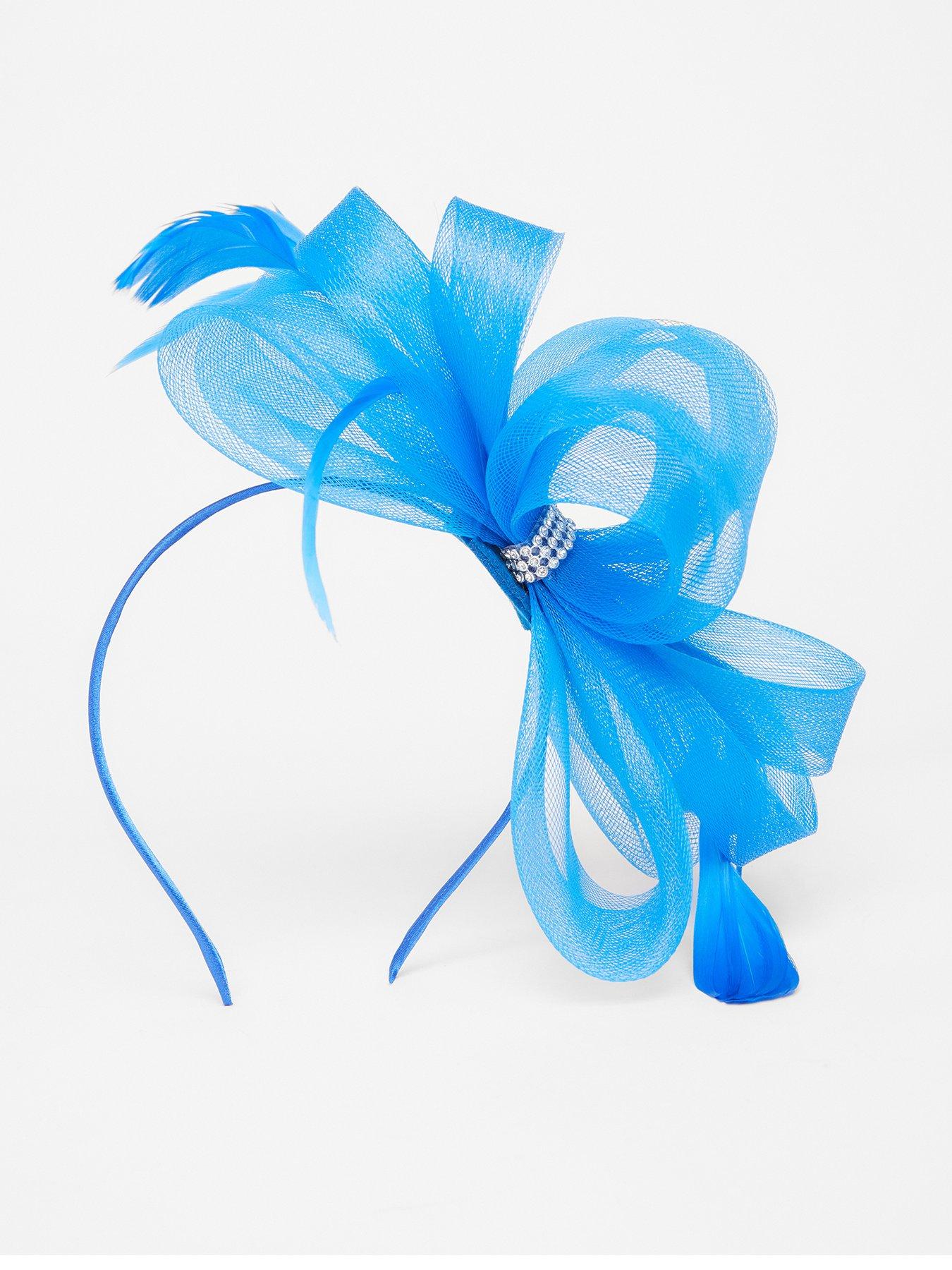 undefined Blue Bow Diamante Headband Fascinator