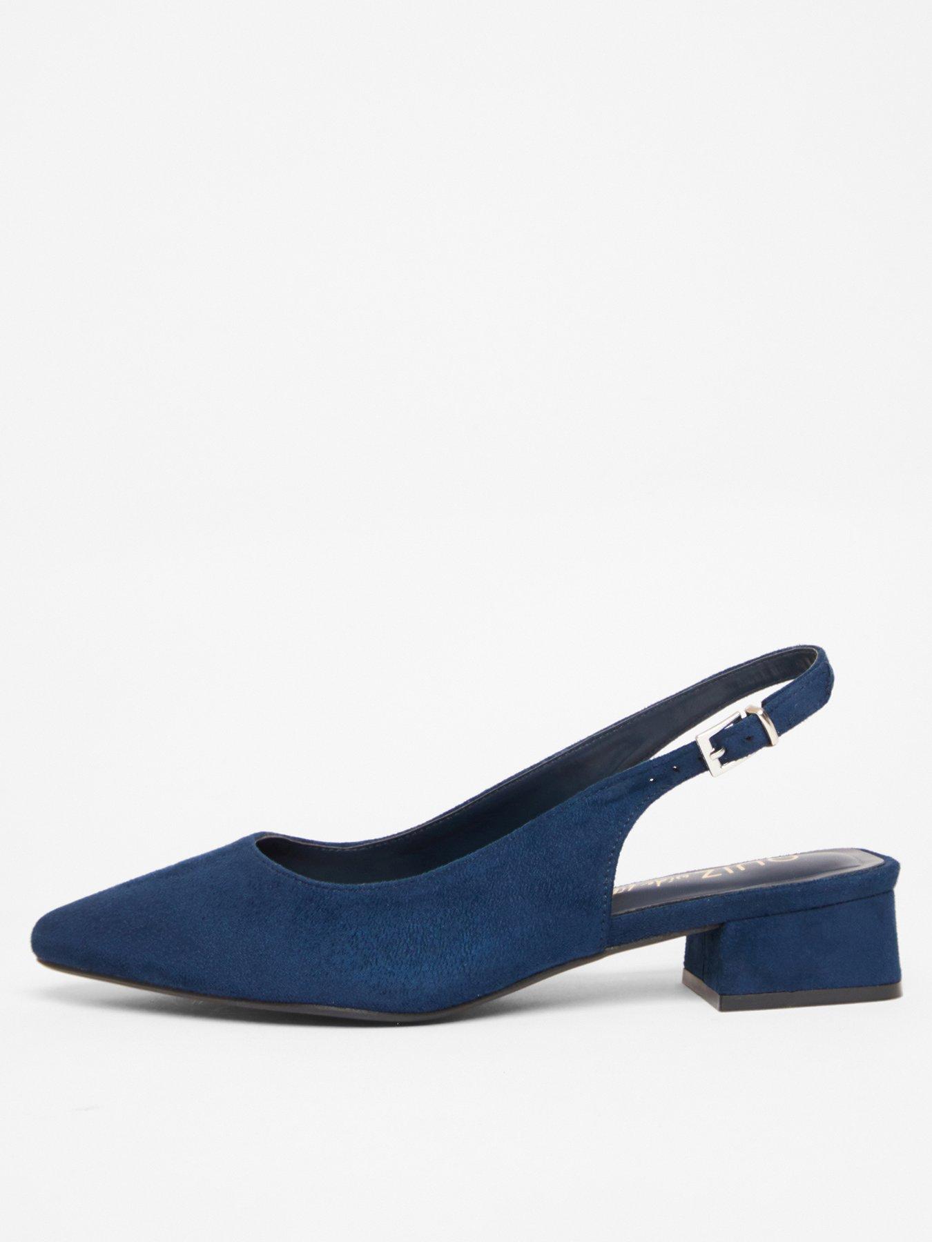 undefined Wide Fit Navy Faux Suede Pumps