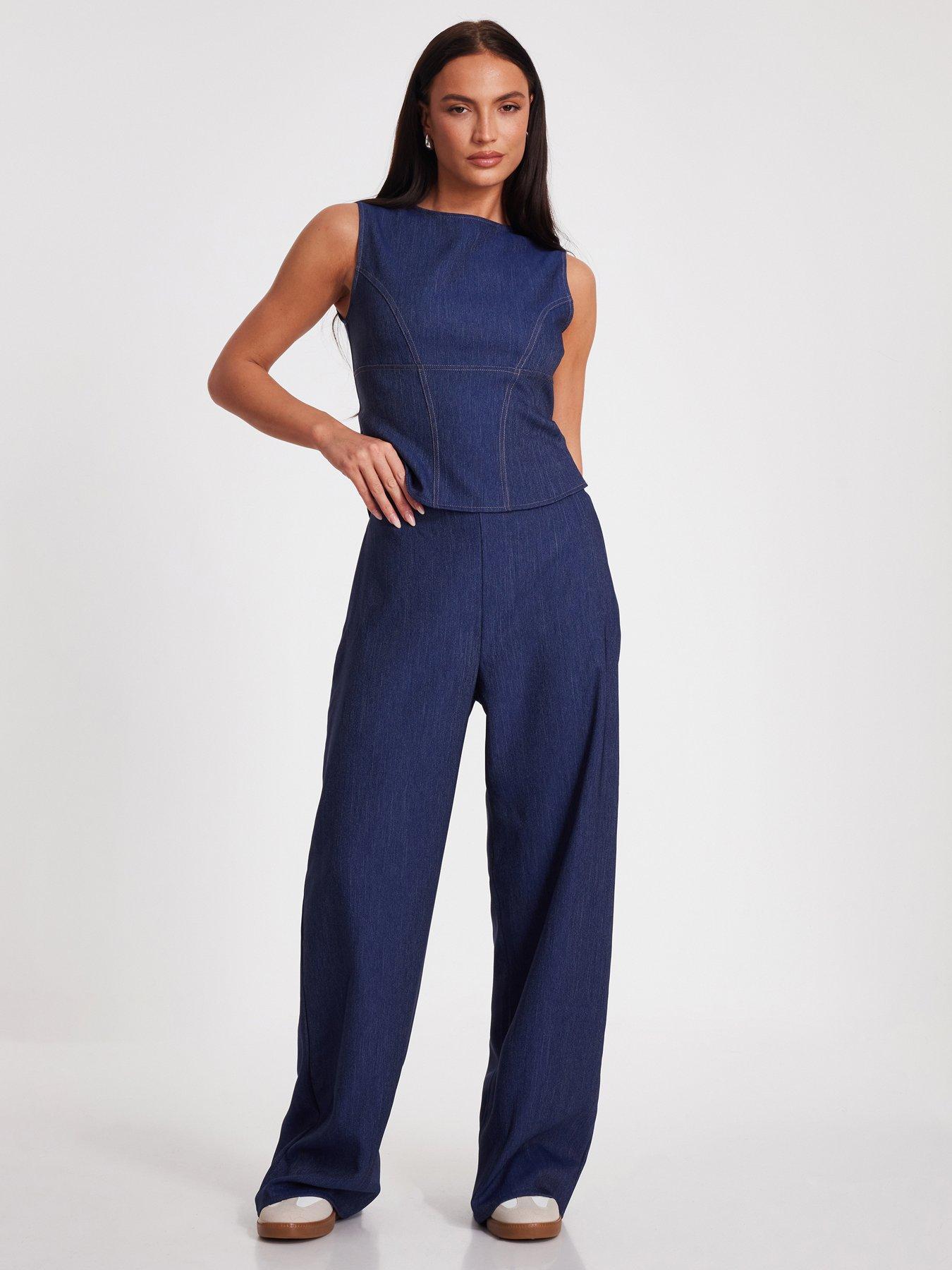 undefined Indigo Tie Back Top