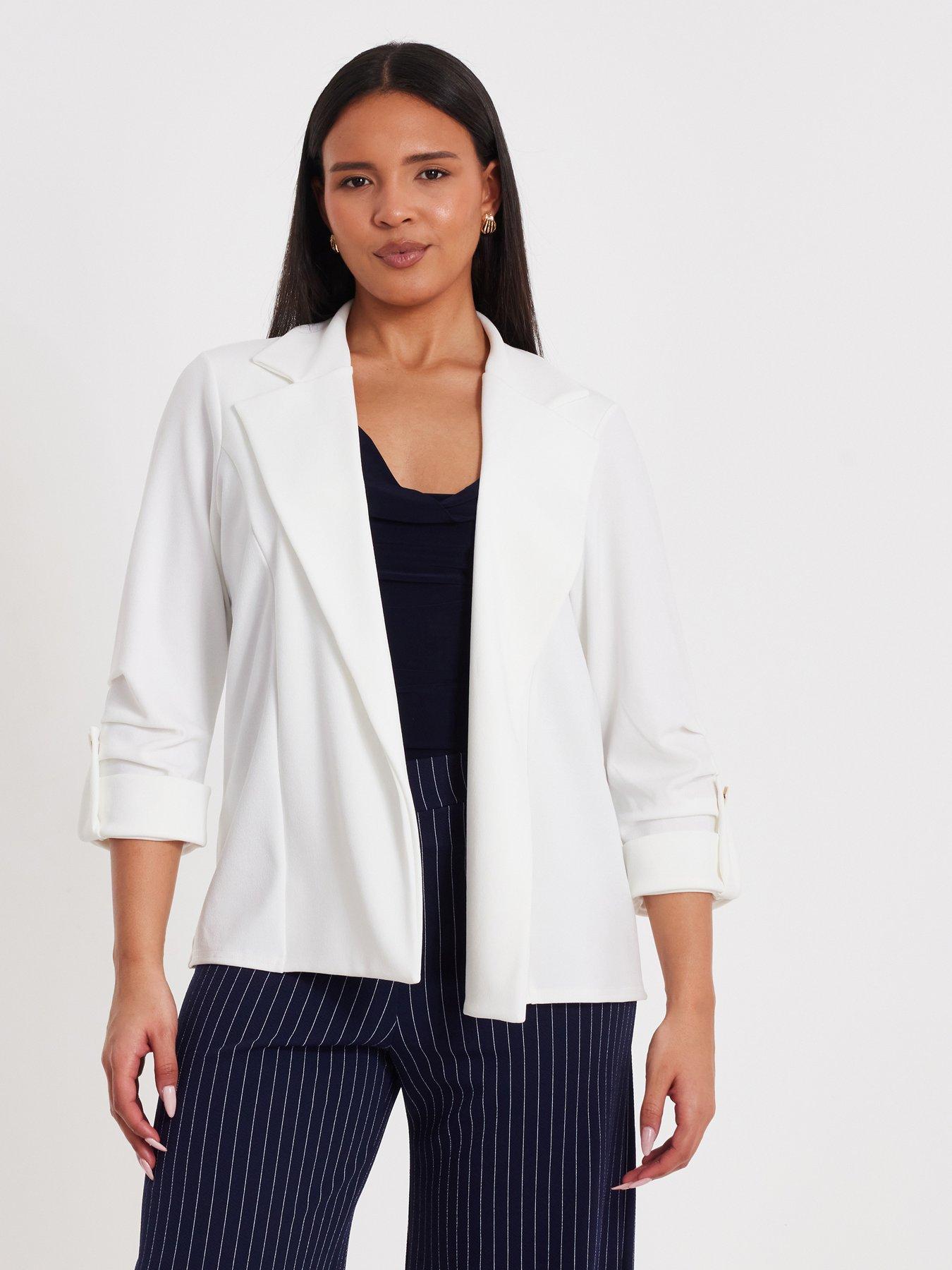 Quiz Cream Ruched Sleeve Blazer