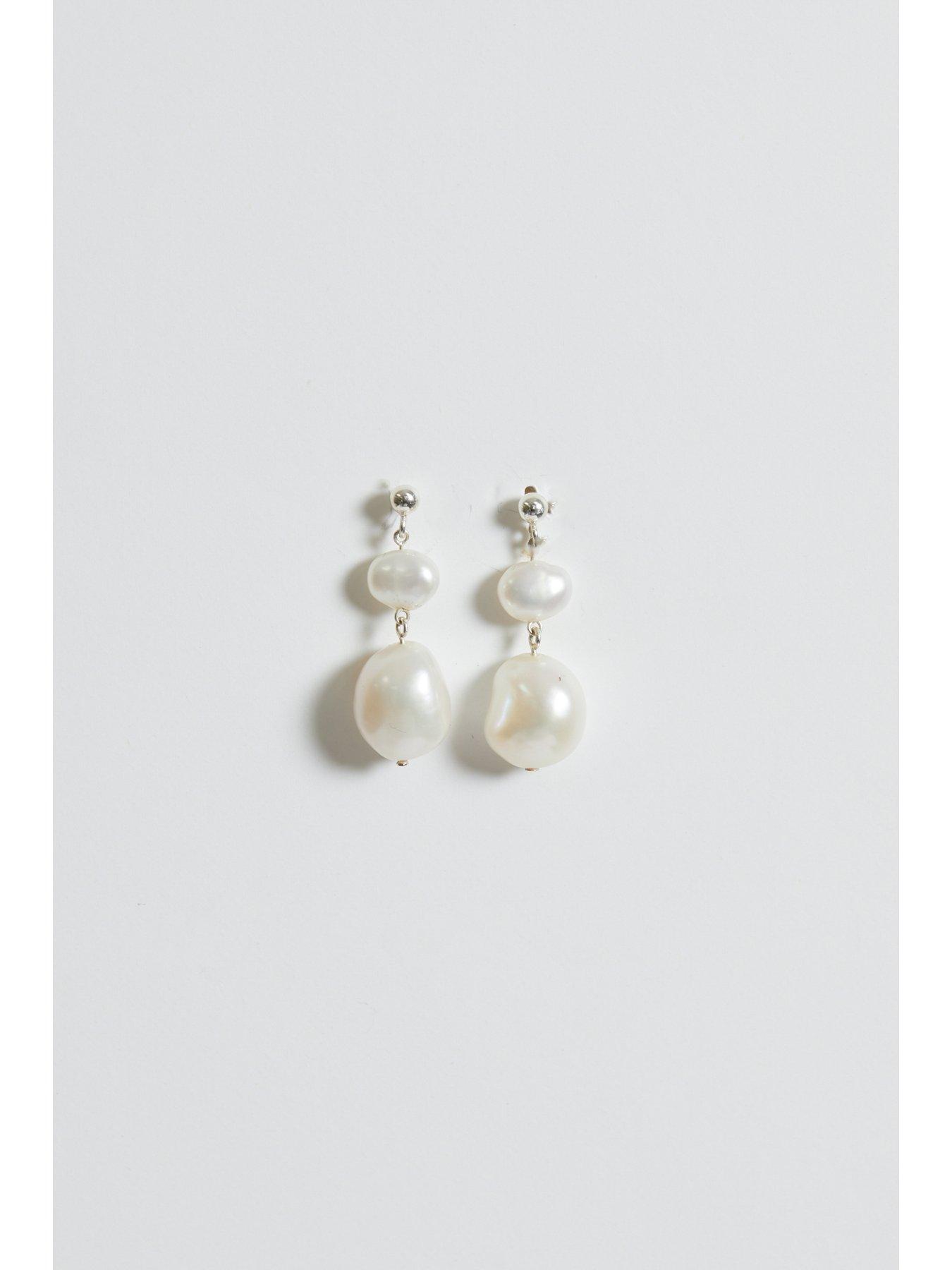 Image 4 of 4 of Simply Silver Sterling Silver 925 Fresh Water Pearl Double drop Earrings