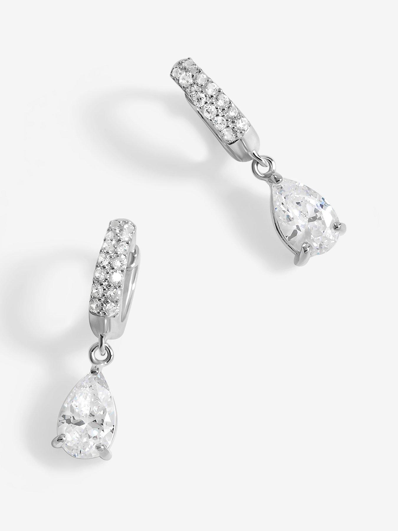 Product photograph of Simply Silver Sterling Silver 925 Cubic Zirconia Huggie Hoop Earrings from very.co.uk