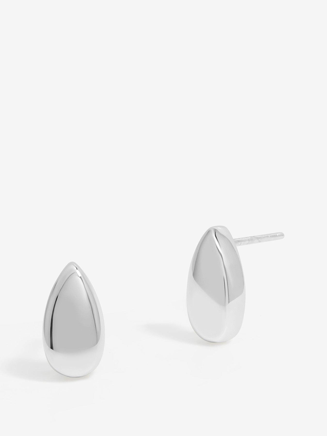 undefined Sterling Silver 925 Polished Tear Drop Stud Earrings