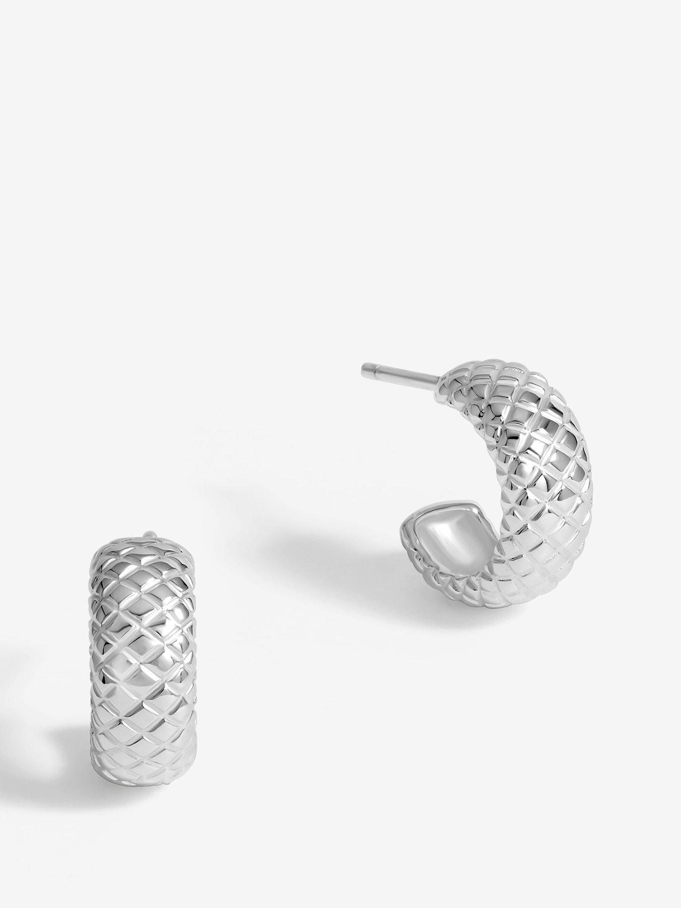 undefined Sterling Silver 925 Polsihed Snake Textured Hoop Earrings