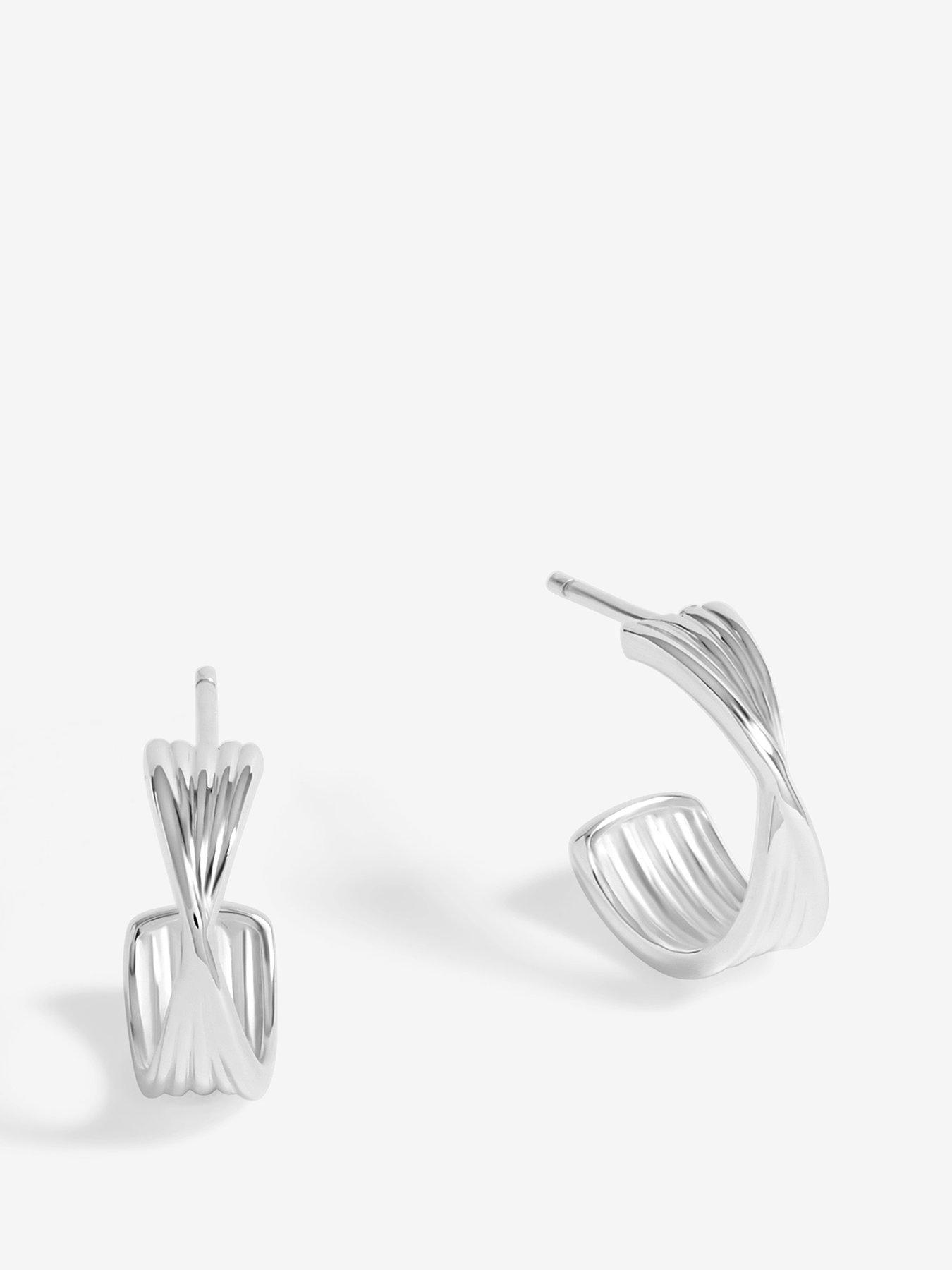 undefined Sterling Silver 925 Polsihed Twist Hoop Earrings