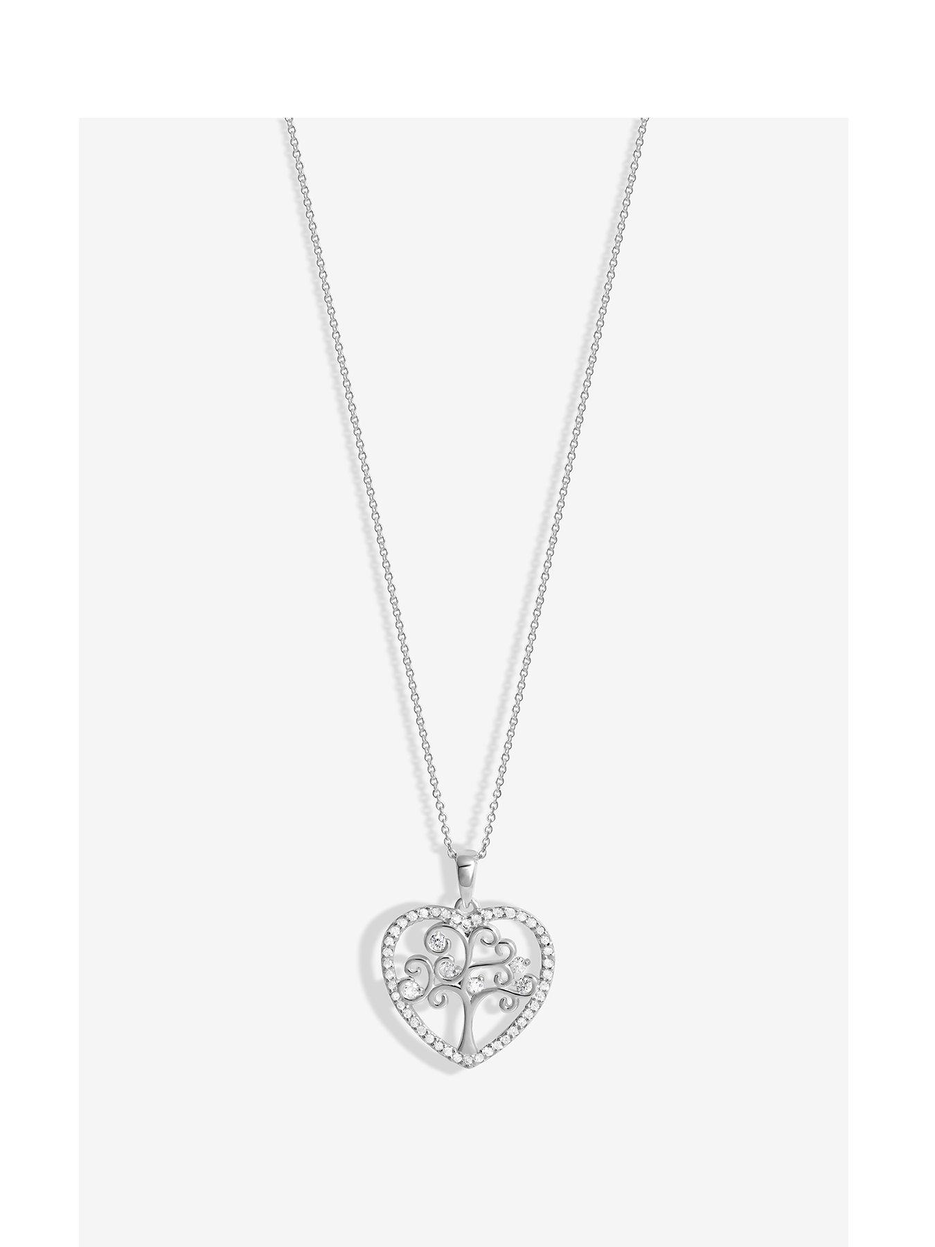 undefined Sterling Silver 925 Tree of Love Heart Pendant