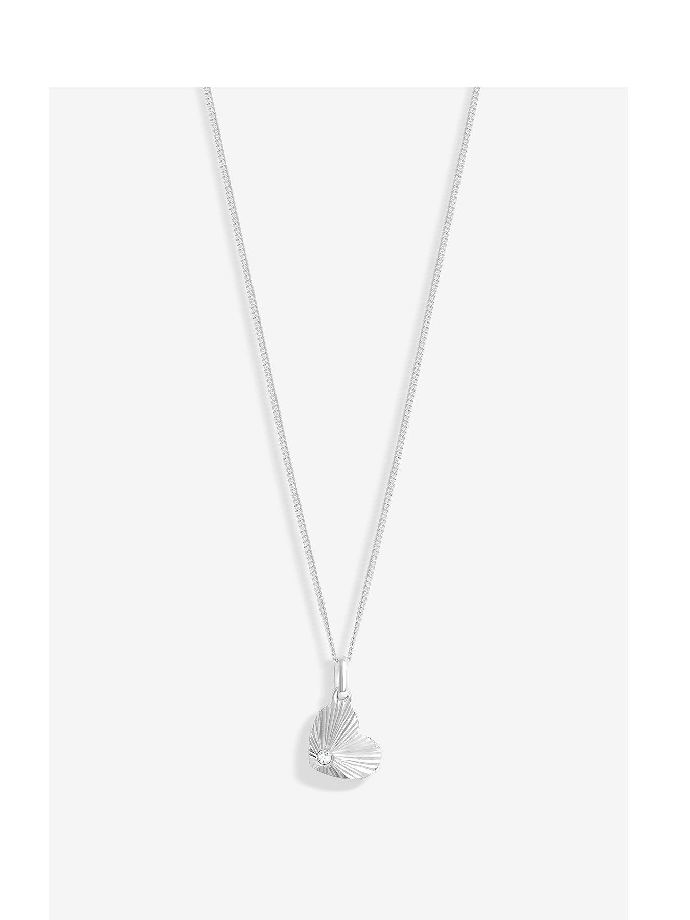 Simply Silver Sterling Silver 925 Polished Diamond Cut Heart Pendant - incl chain cost
