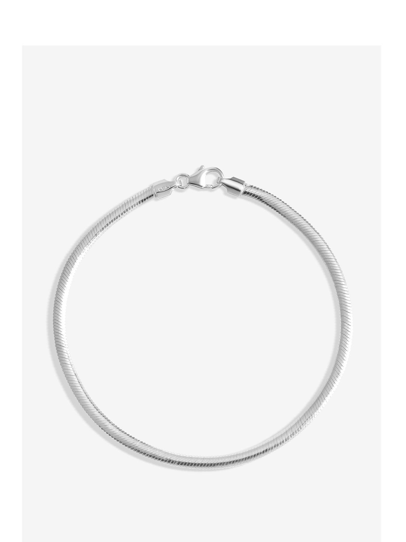 Simply Silver Sterling Silver 925 Fine Flat Snake Chain Bracelet