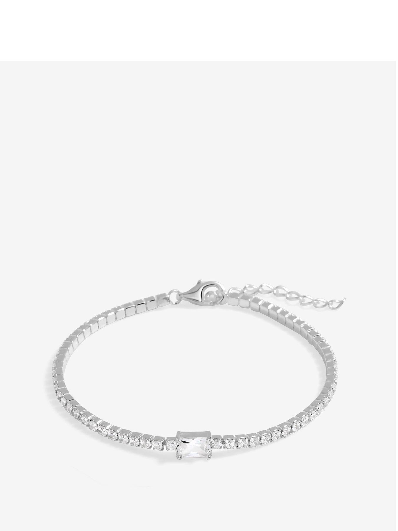 undefined Sterling Silver 925 Emerald Cut Crystal Bracelet