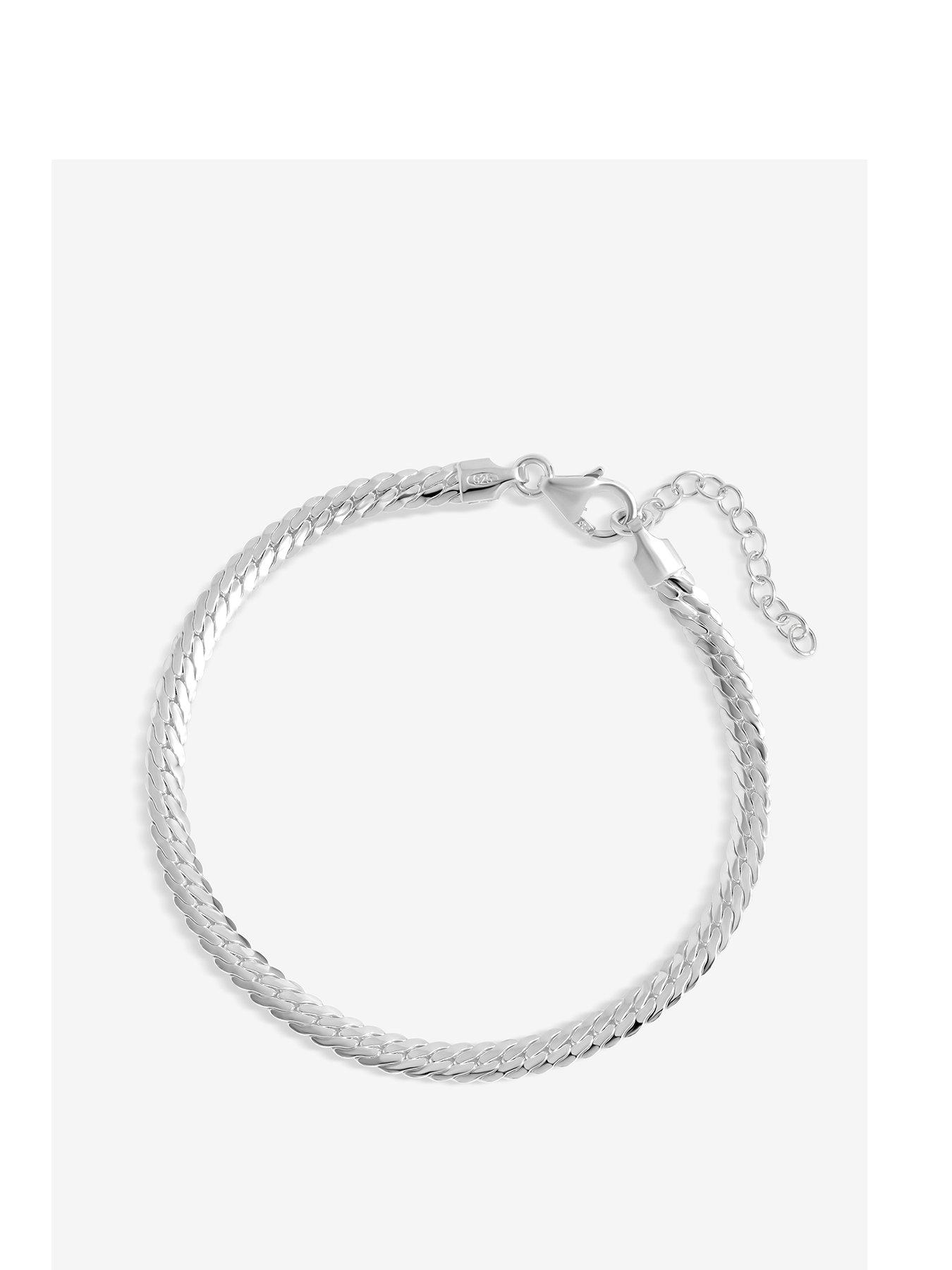undefined Sterling Silver 925 Flat Herringbone Bracelet