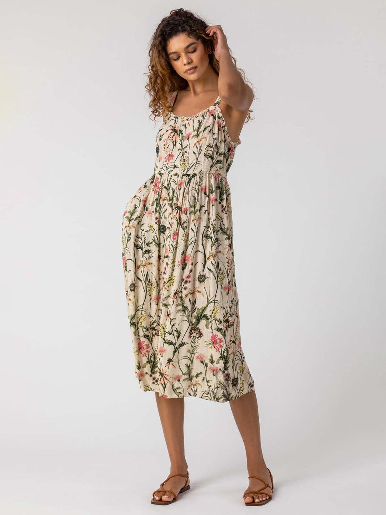 Roman Floral Print Button Down Sun Dress