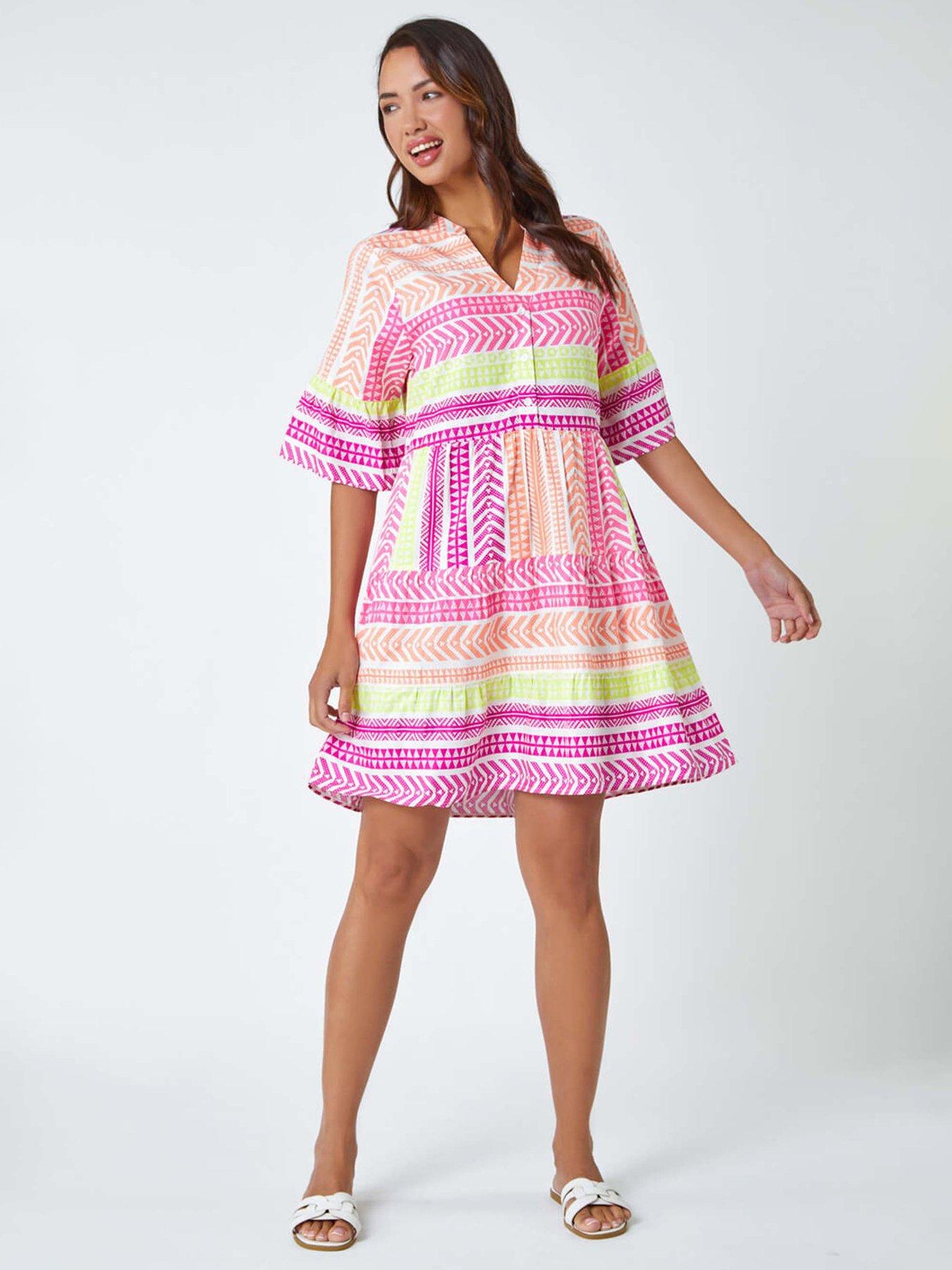 undefined Aztec Print Smock Dress