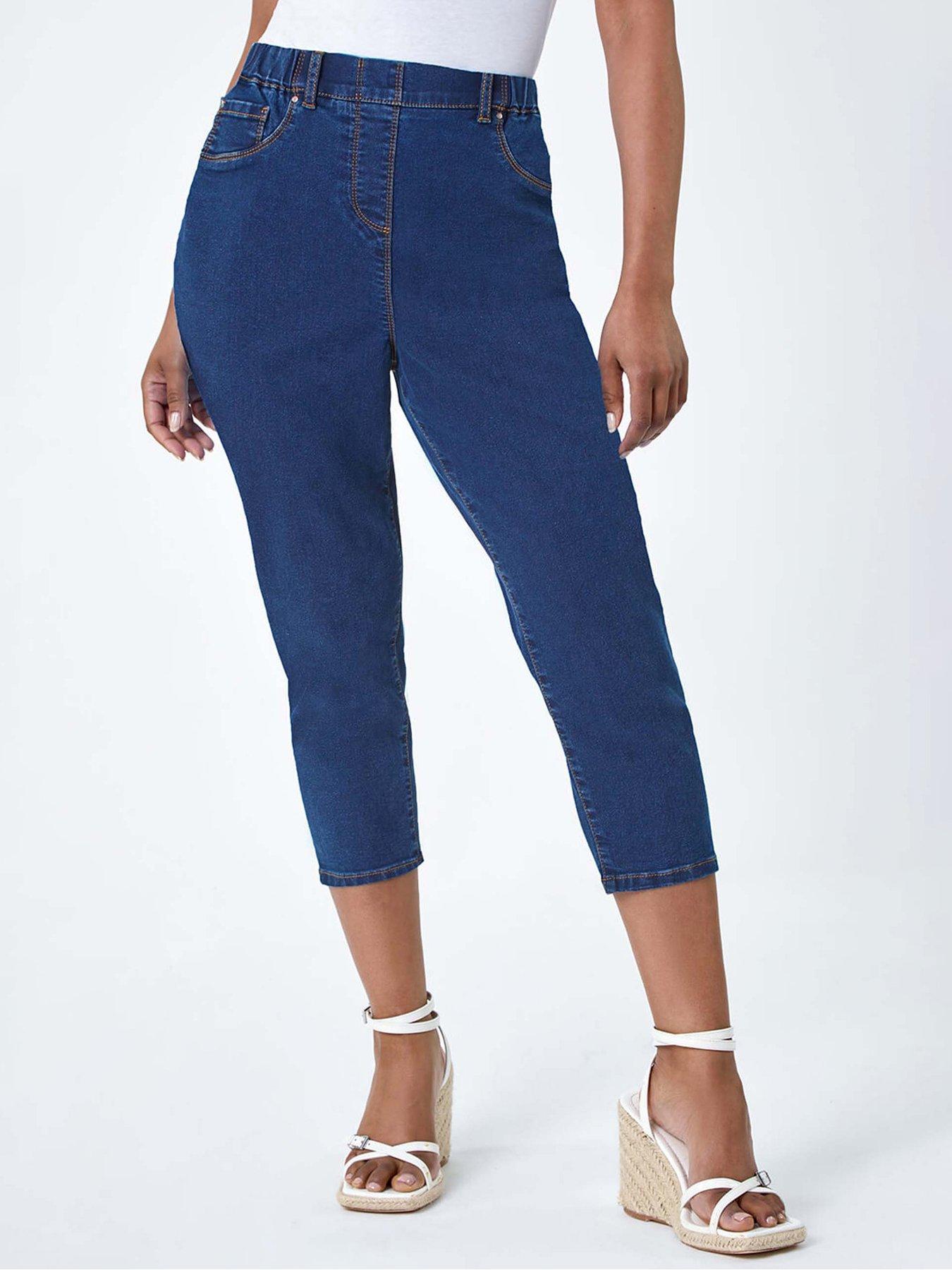 undefined Petite Elastic Waist Crop Denim Jegging