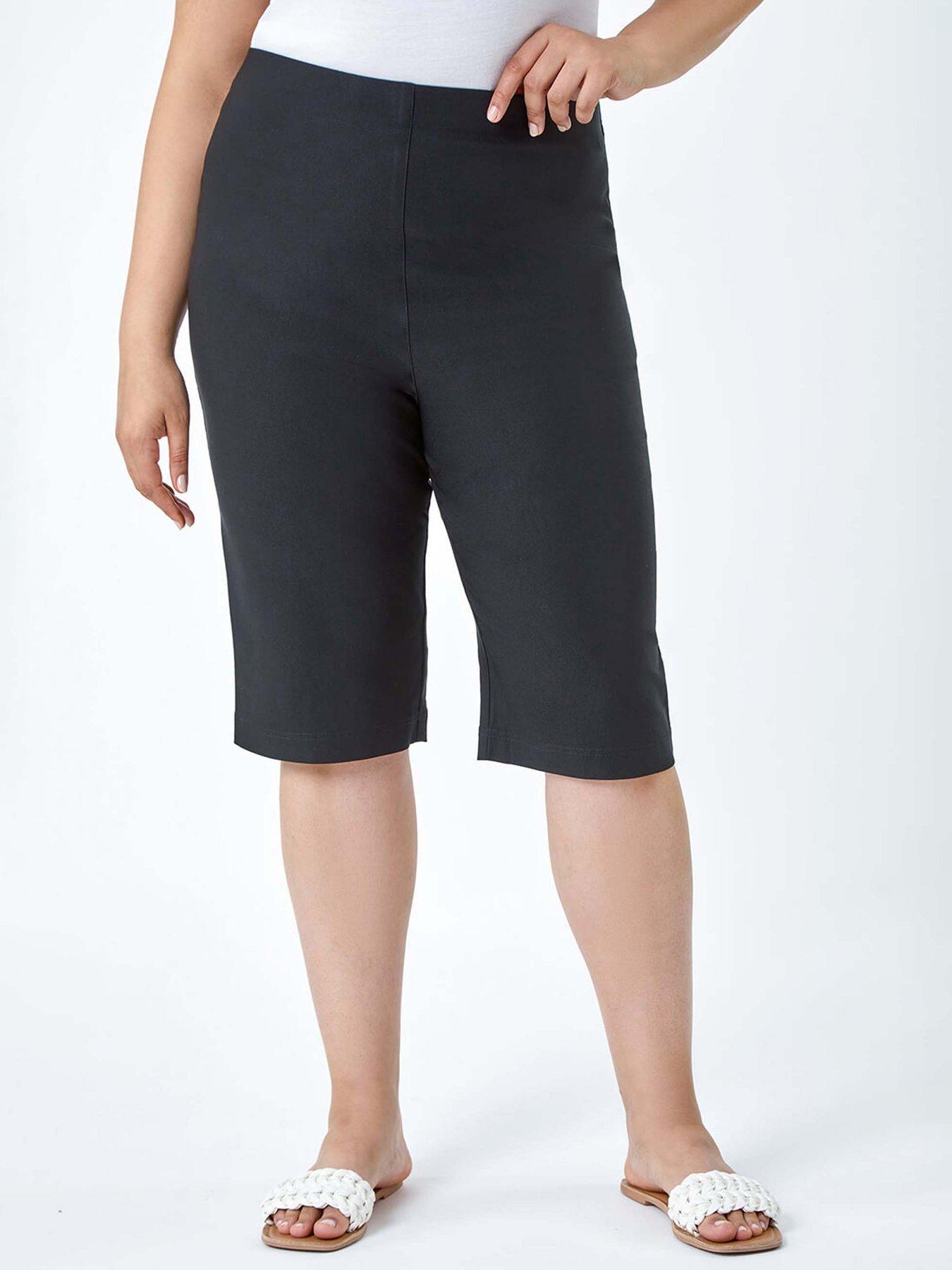 Roman Curve Knee Length Elastic Waist & Shorts - Black