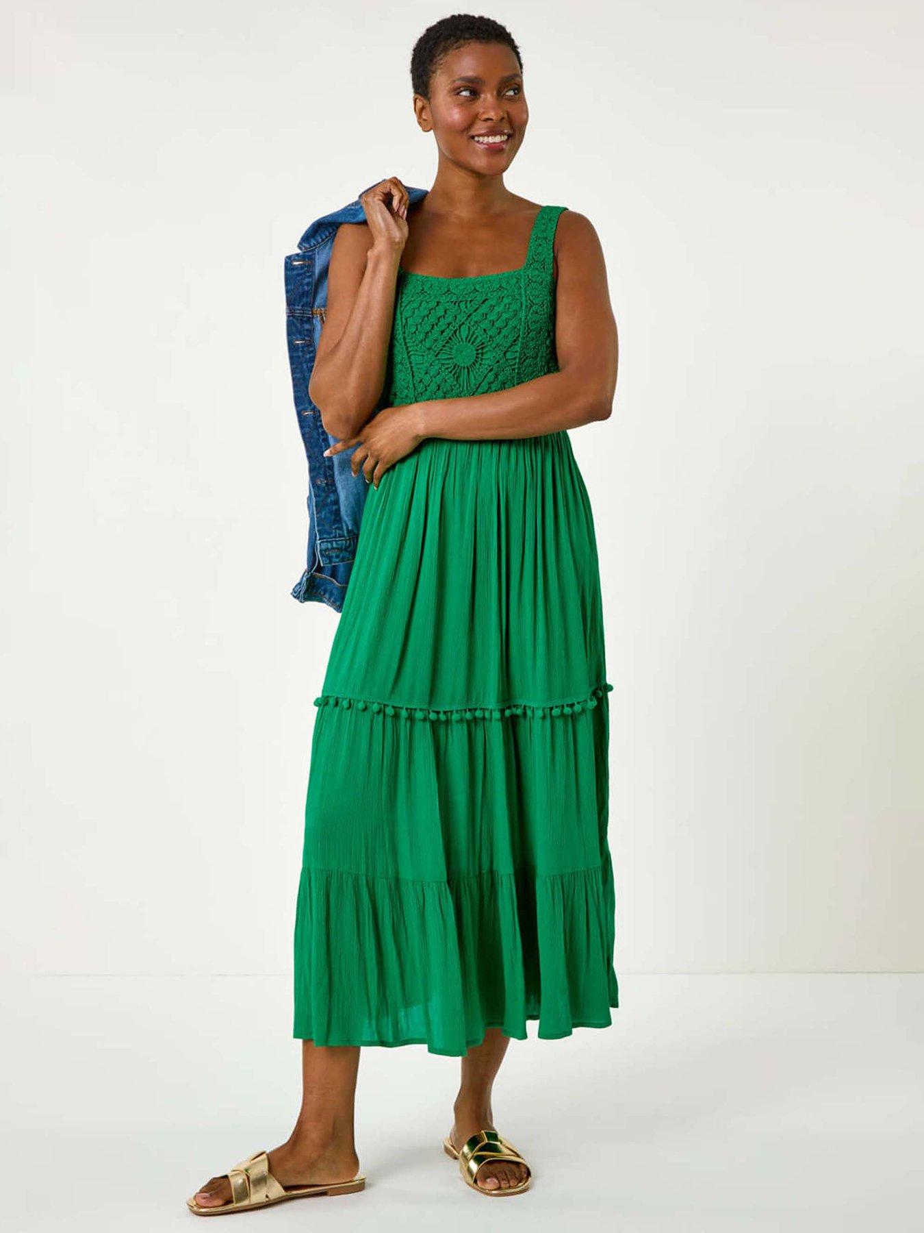 undefined Crochet Detail Cotton Blend Maxi Dress