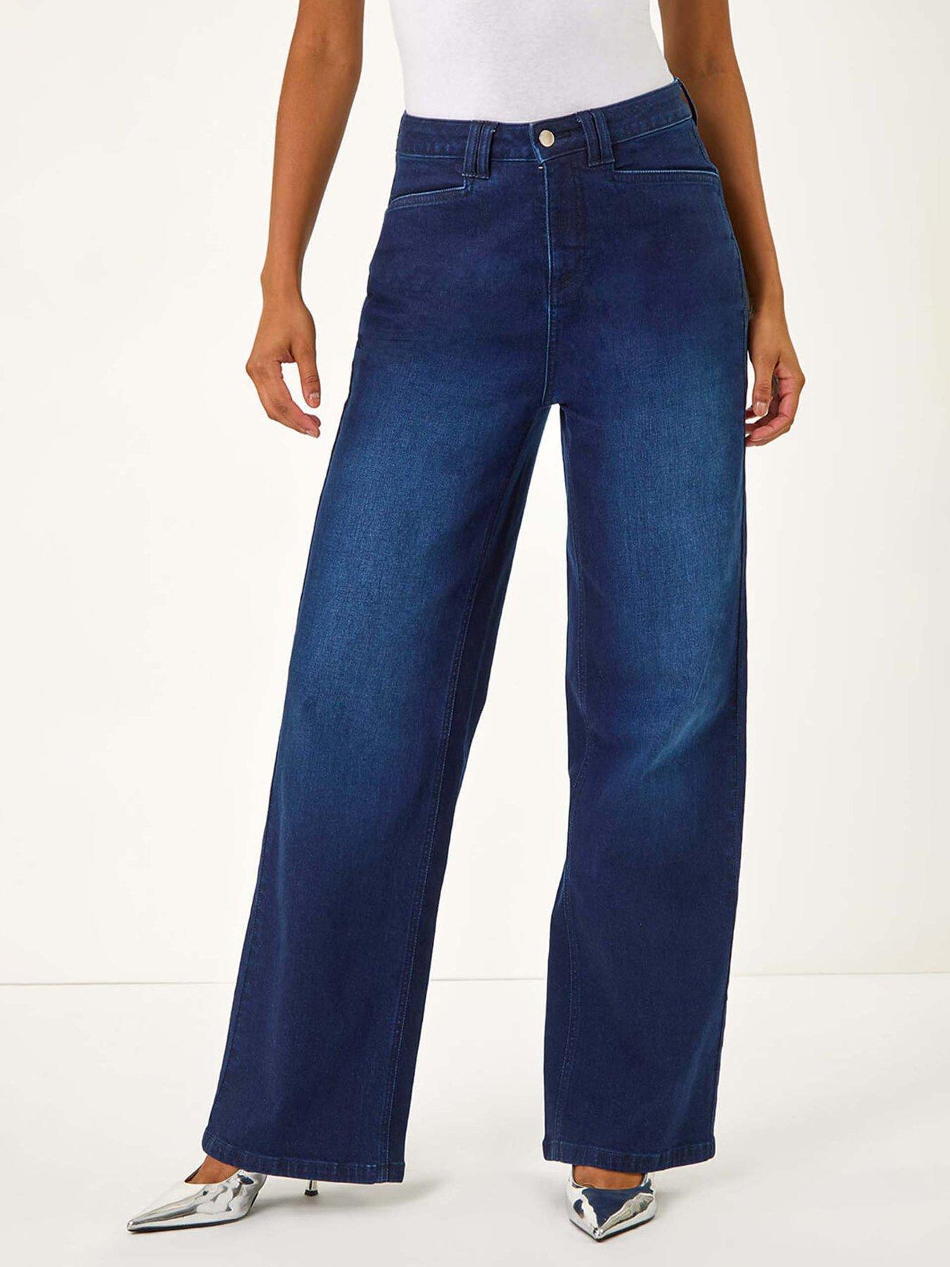 undefined Denim Stretch Wide Leg Jeans