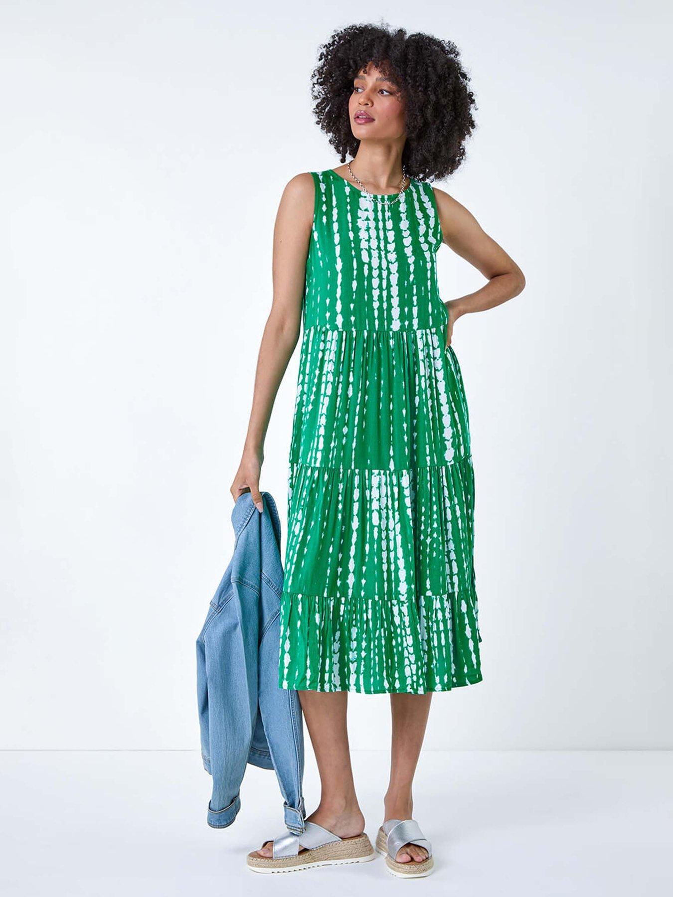undefined Tie Dye Print Sleeveless Smock Dress