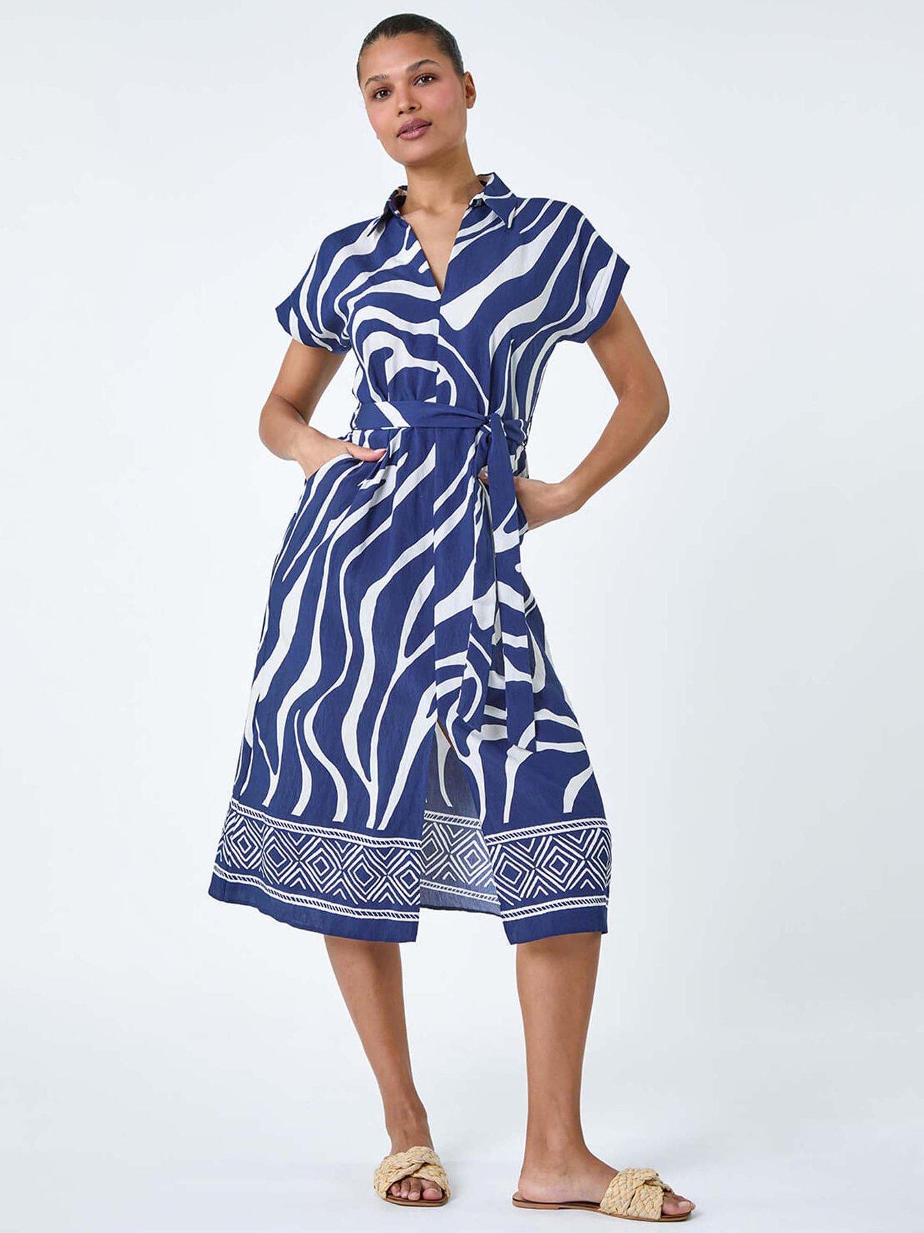 undefined Animal Border Print Pocket Midi Dress