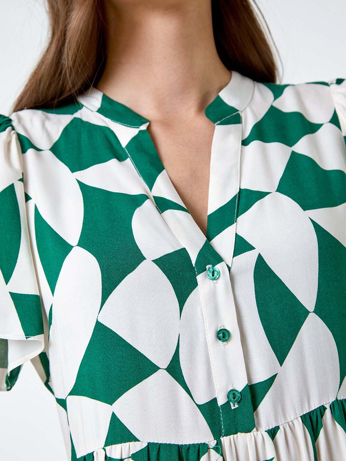 Image 5 of 5 of Roman Geometric Print Tiered Midi Dress