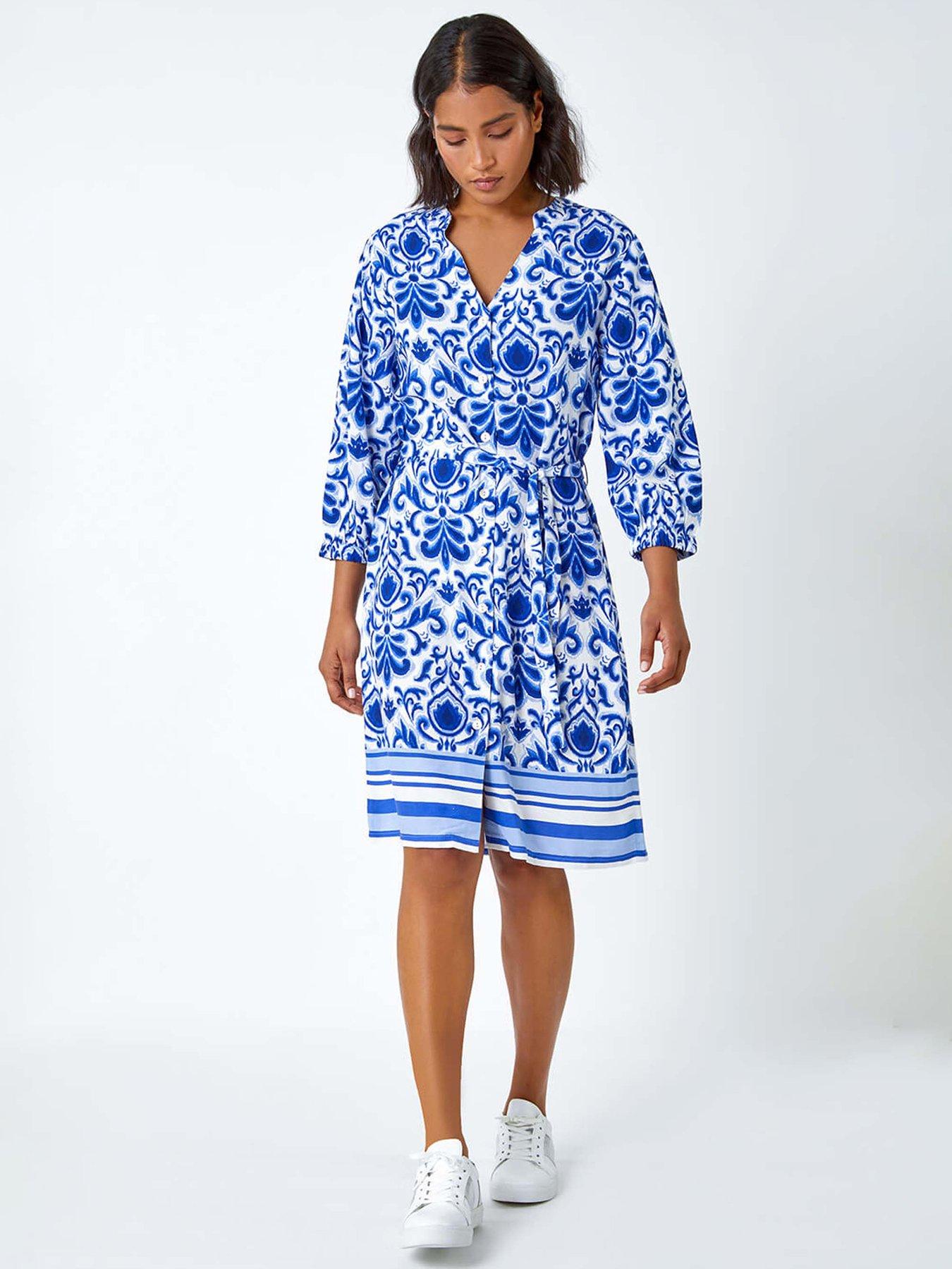 undefined Abstract Border Print Shirt Dress