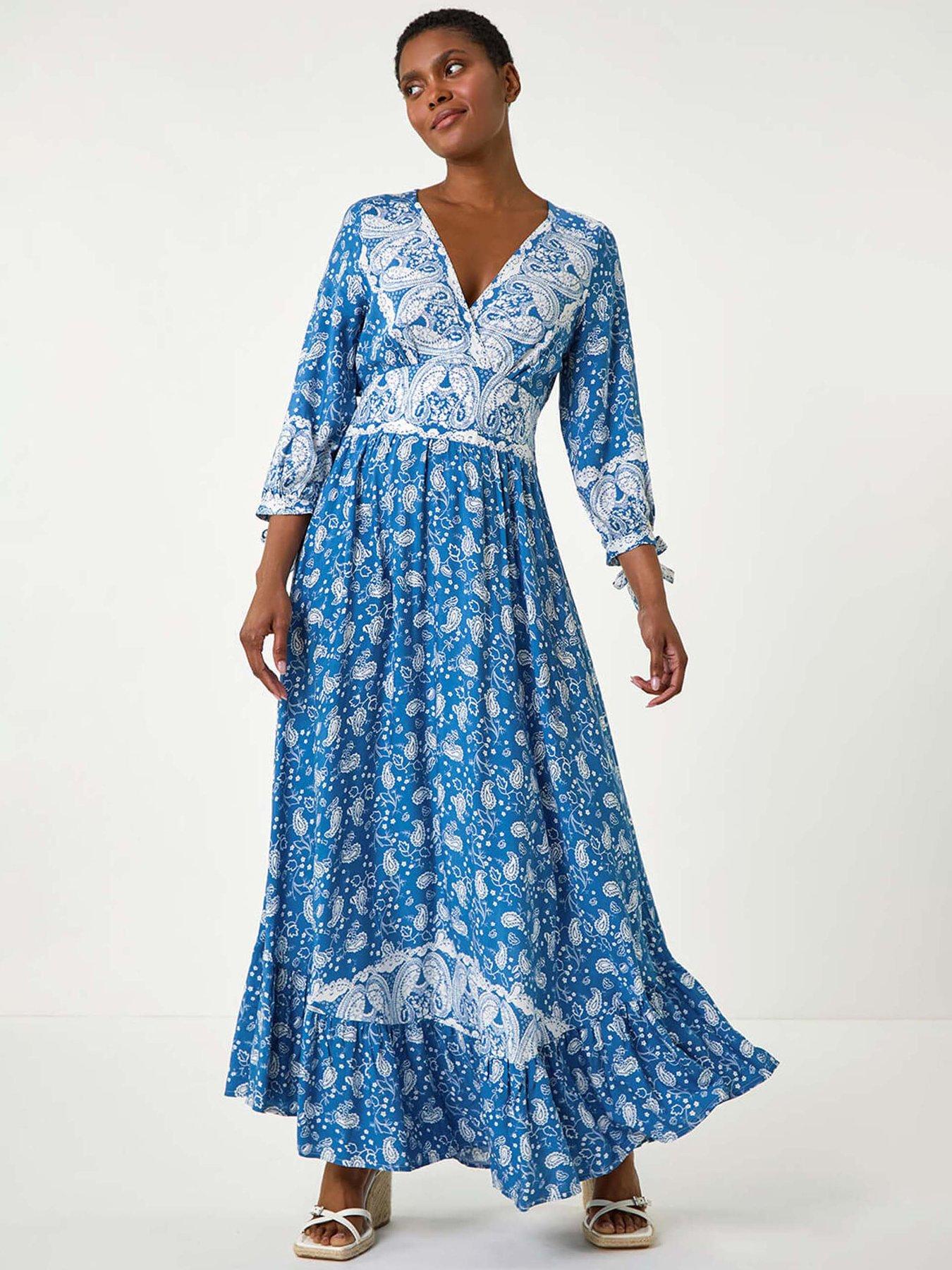 undefined Paisley Print Frill Hem Maxi Dress