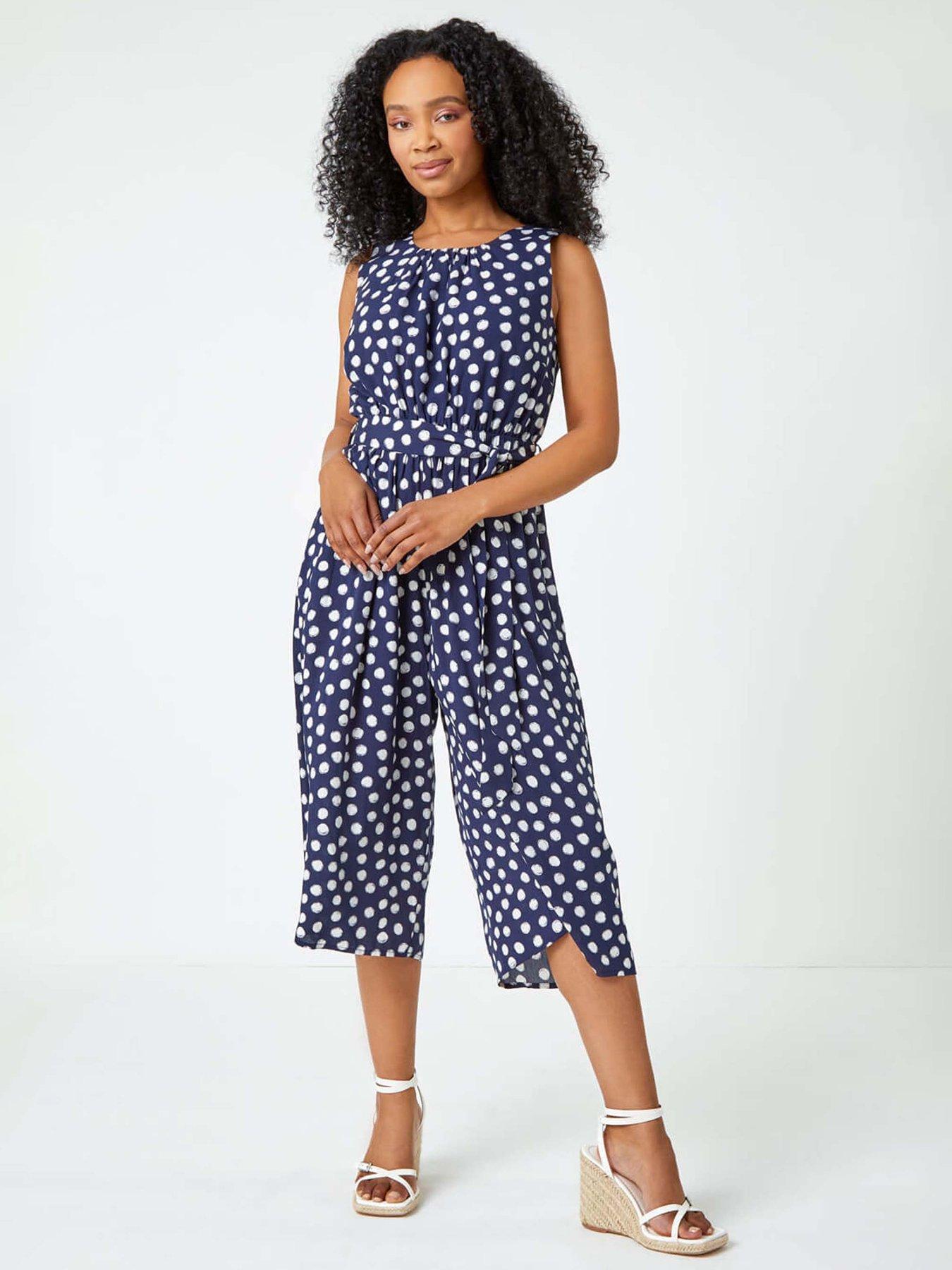undefined Petite Polka Dot Cropped Jumpsuit